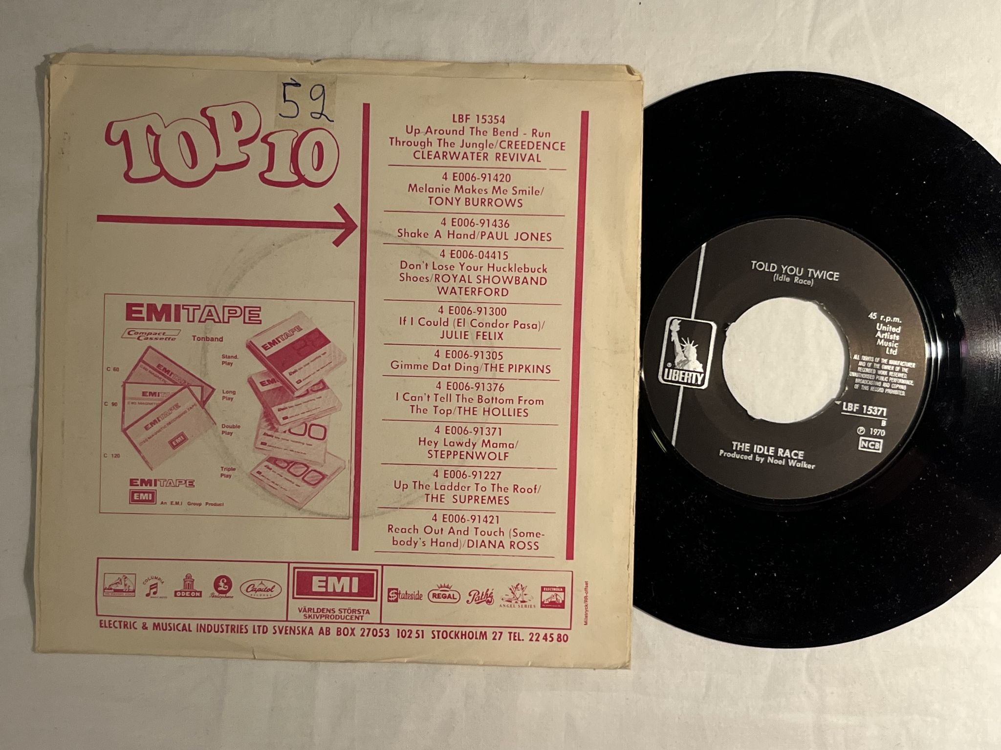 Omslagsbild för skivan THE IDLE RACE In The Summertime 7" -70 LIBERTY LBF 15371