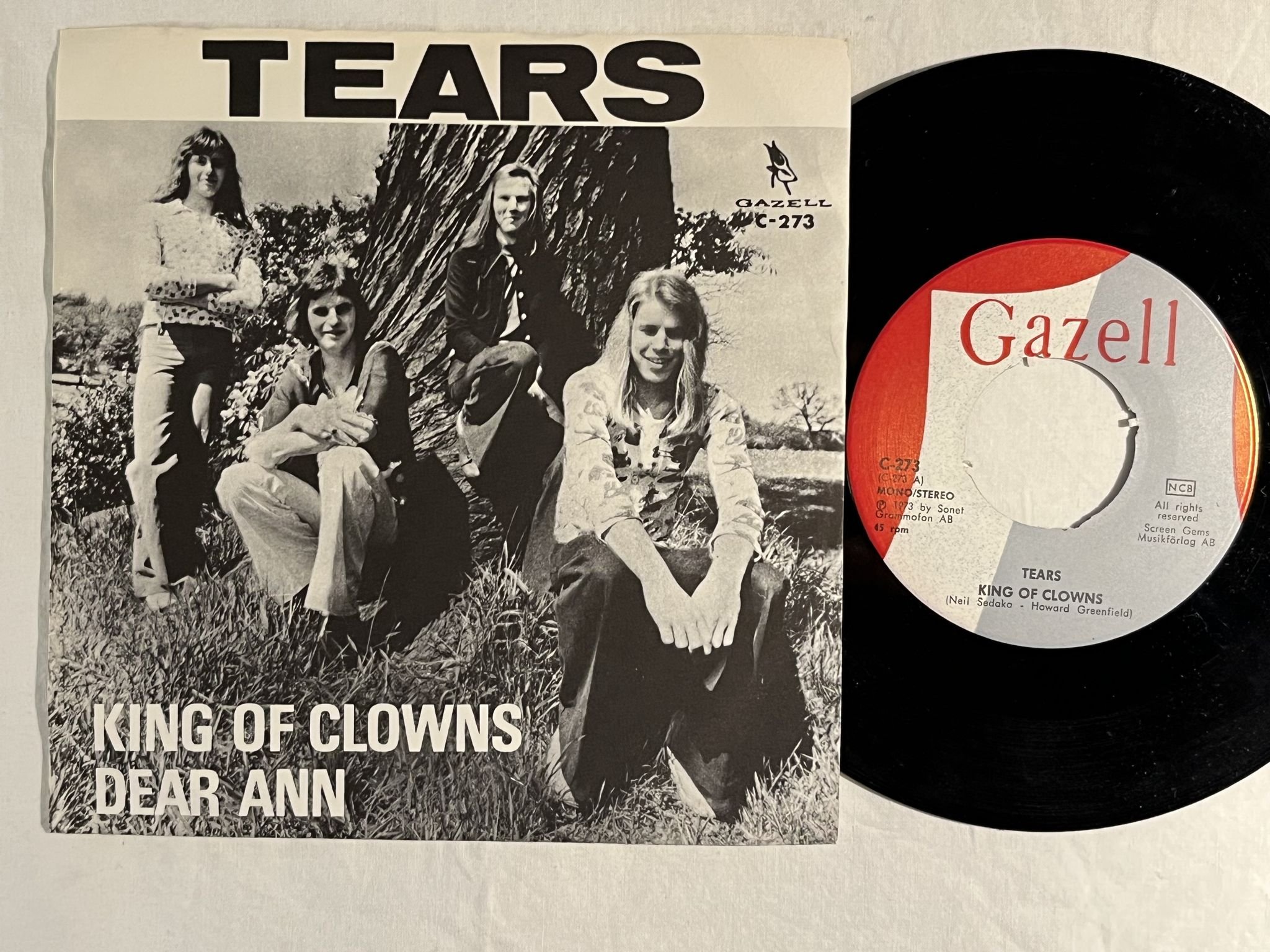 Omslagsbild för skivan TEARS king of clowns 7" -73 GAZELL C-273