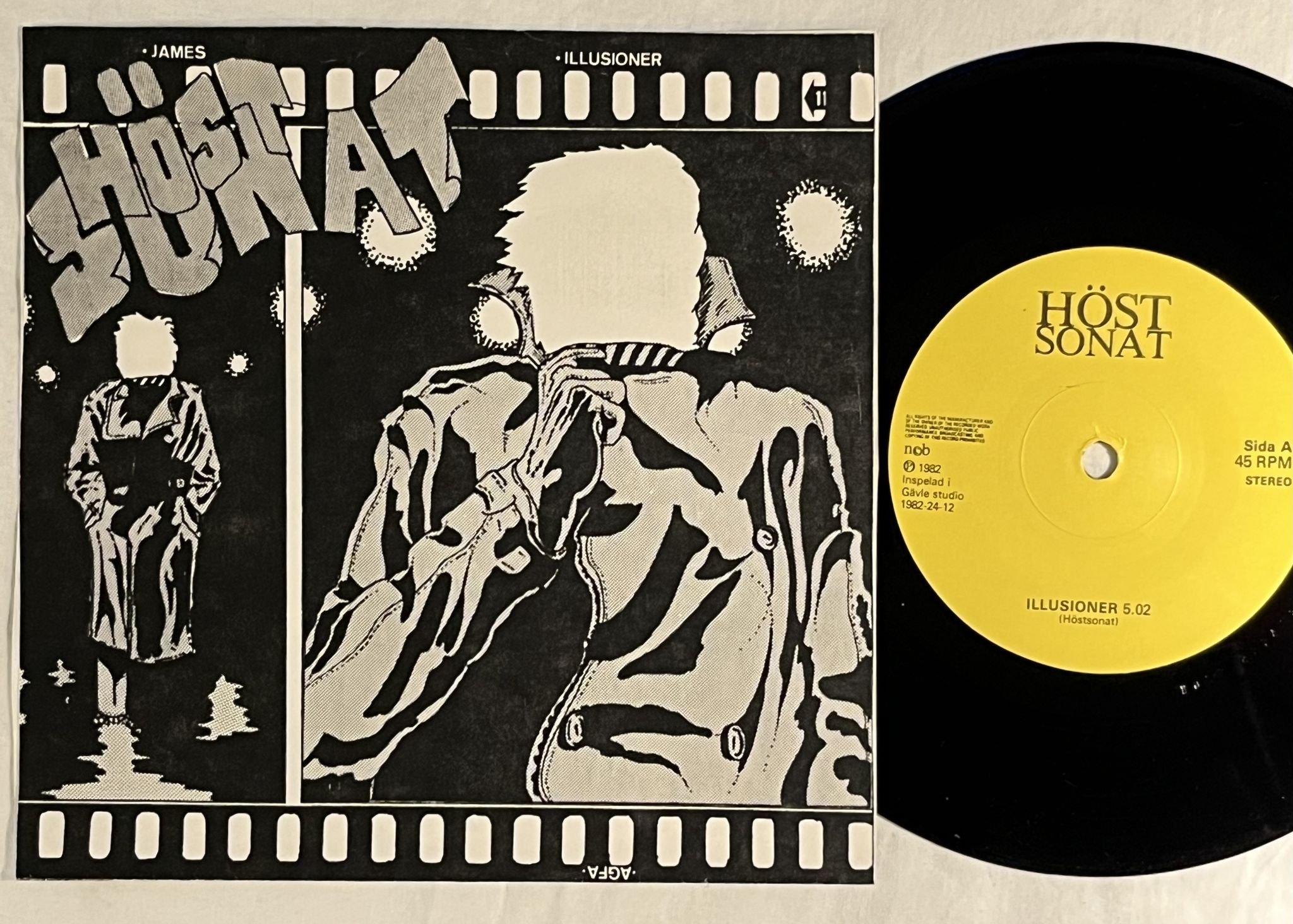 Omslagsbild för skivan HÖSTSONAT Illusioner / James 7" -82 Swe PRIVAT PRESS *** new wave / synth ***