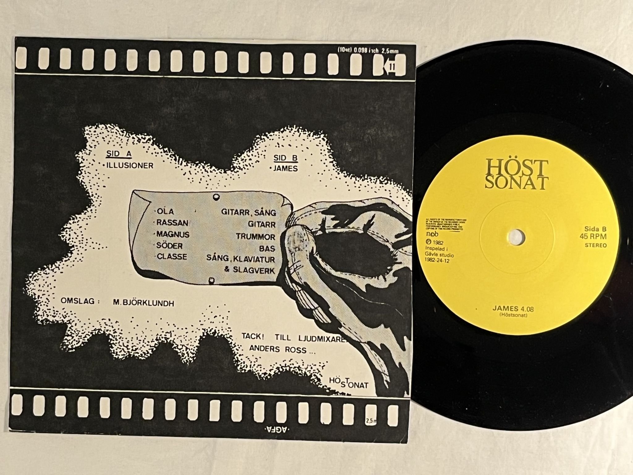 Omslagsbild för skivan HÖSTSONAT Illusioner / James 7" -82 Swe PRIVAT PRESS *** new wave / synth ***