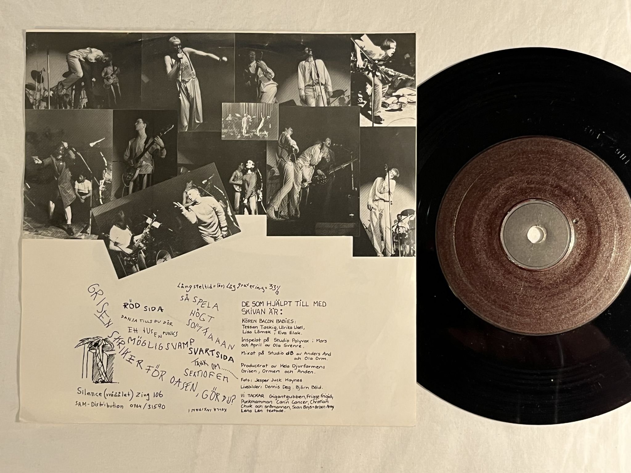 Omslagsbild för skivan GRISEN SKRIKER 7"EP -79 Swe SILENCE ZING 106