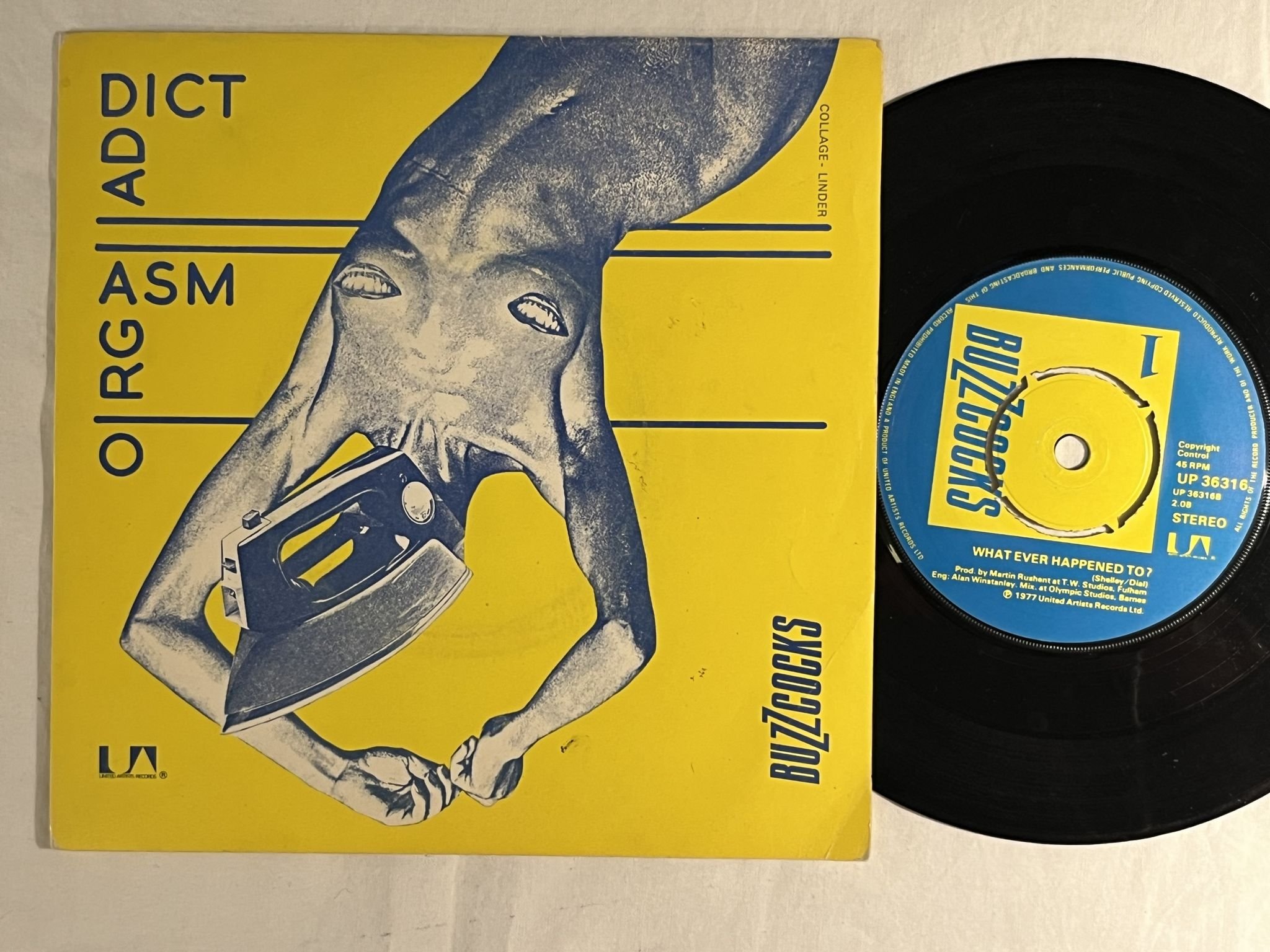 Omslagsbild för skivan BUZZCOCKS orgasm addict 7" -77 UK UNITED ARTISTS UP 36316