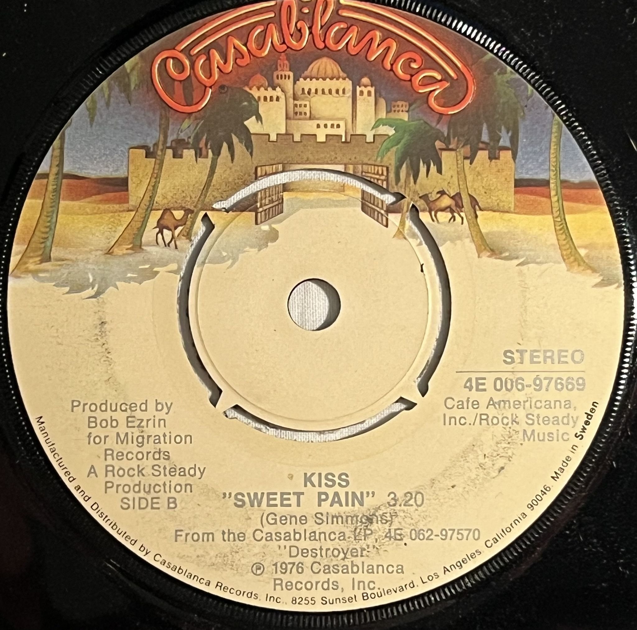Omslagsbild för skivan KISS shout it out loud 7" -76 ncb CASABLANCA 4E 006-97669 ** Very Rare **