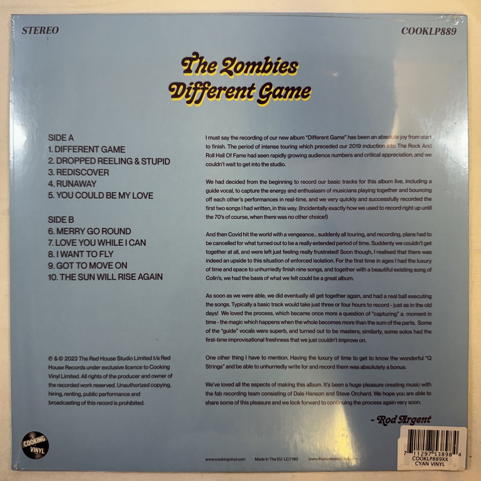 Omslagsbild för skivan THE ZOMBIES different game LP -2023 Cooking Vinyl – COOKLP889