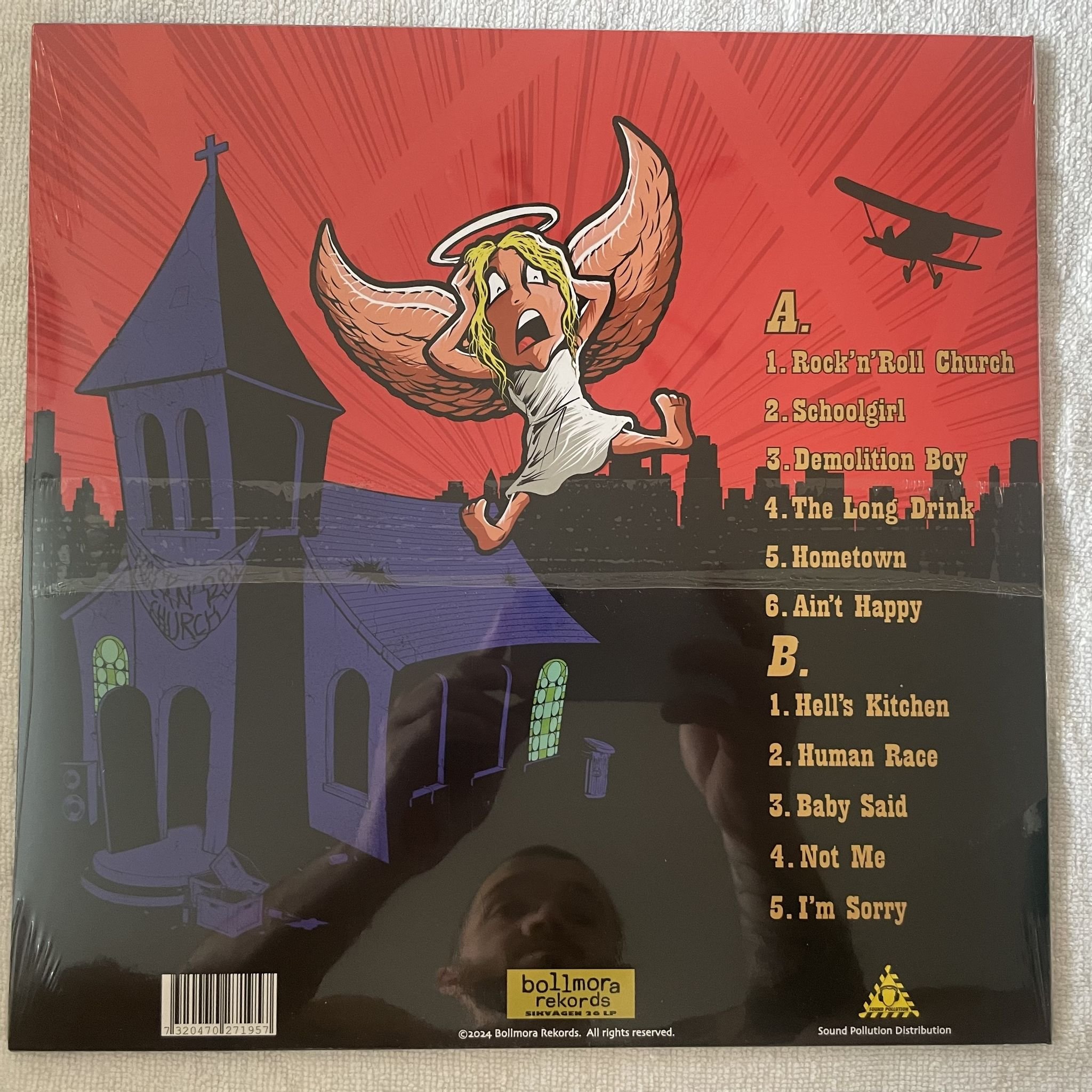 Omslagsbild för skivan GLORIOUS BANKROBBERS rock N' roll church LP -2024 Bollmora Rekords Sikvägen 26LP