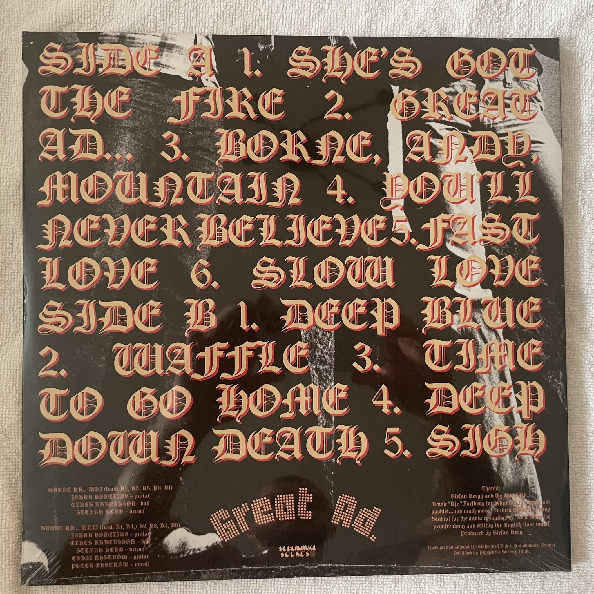 Omslagsbild för skivan GREAT AD deep down death LP -2021 Subliminal Sounds – SUB-138-LP