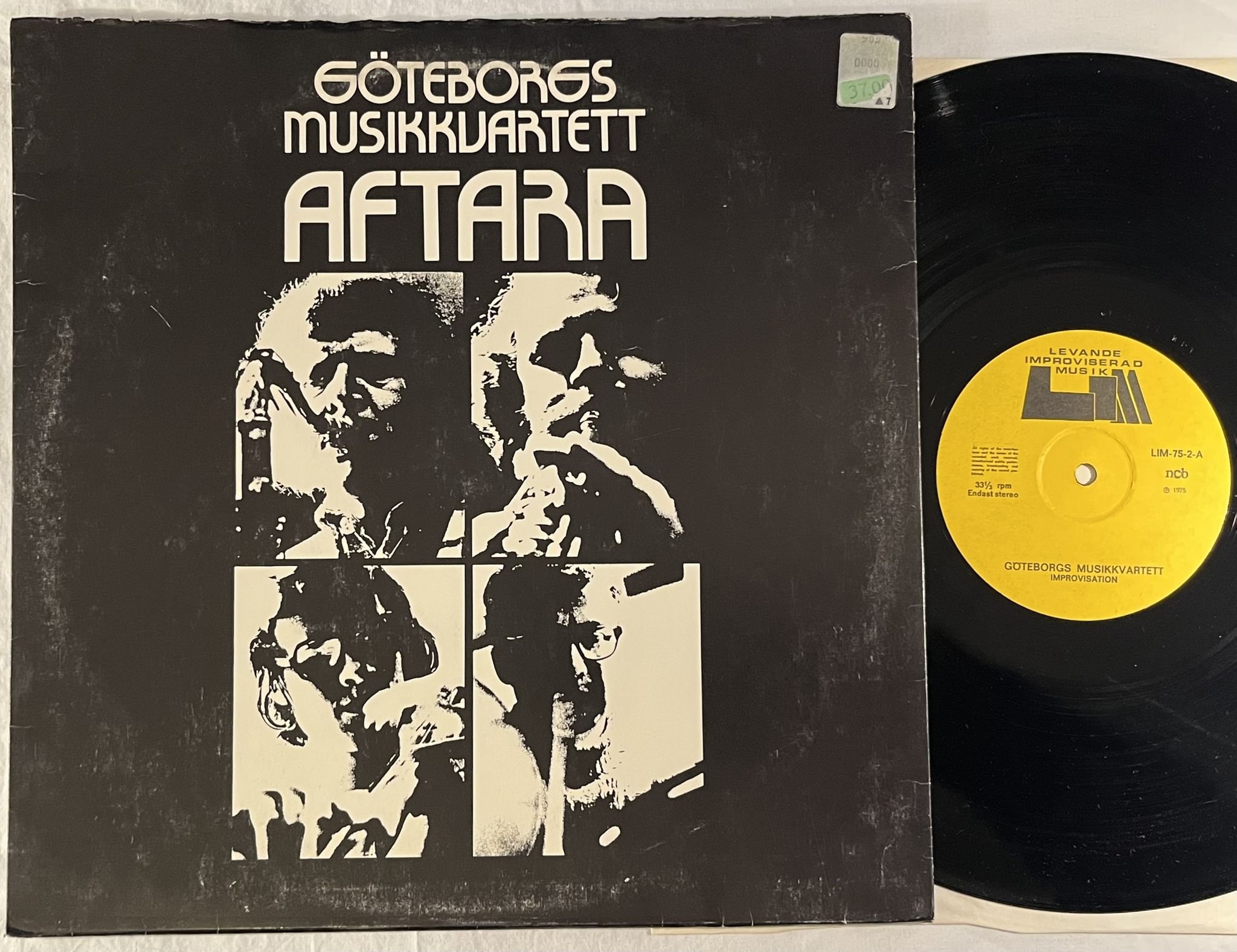 Omslagsbild för skivan GÖTERBORGS MUSIKKVARTETT aftara LP -75 LEVANDE IMPROVISERAD MUSIK LP 75-2