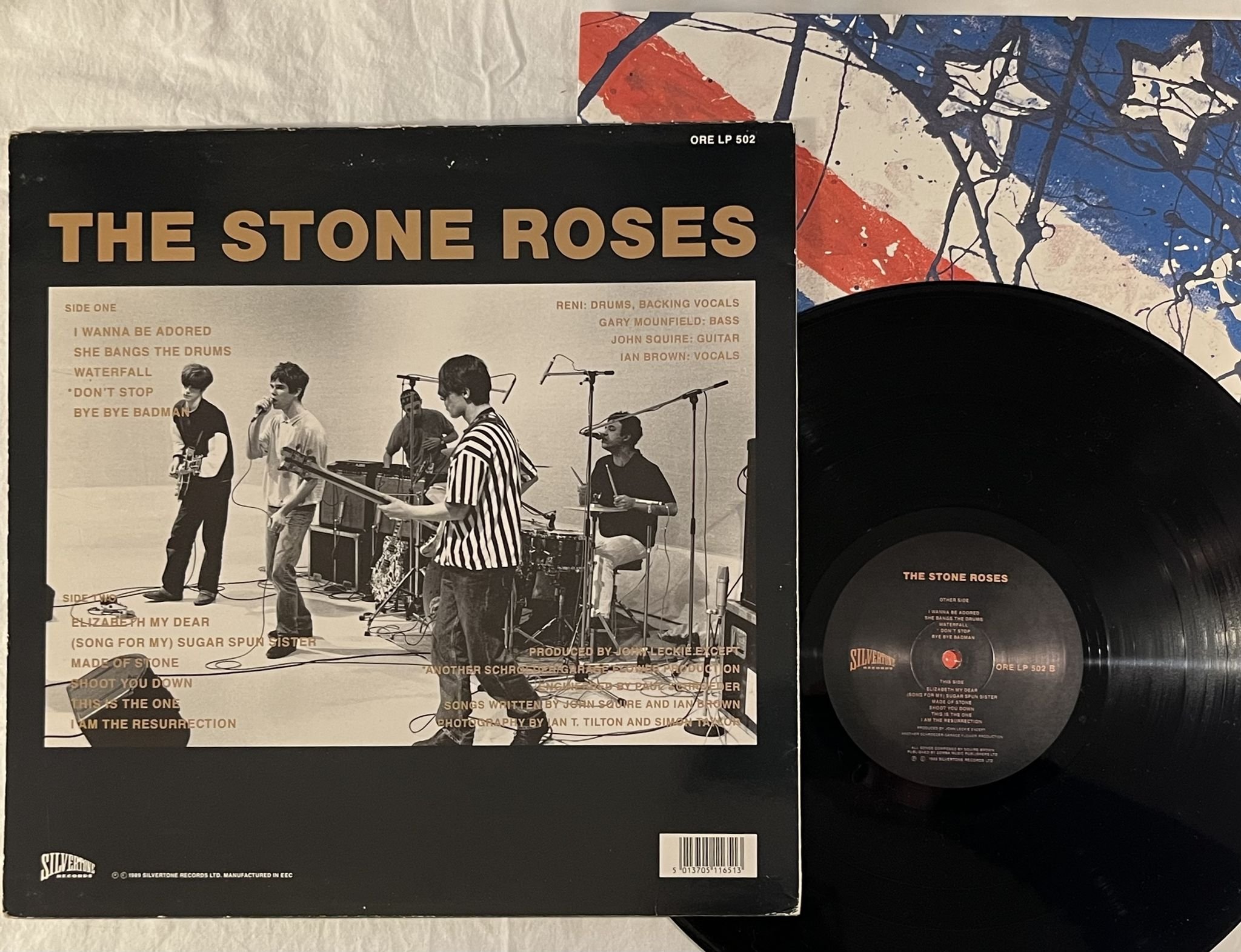 Omslagsbild för skivan THE STONE ROSES s/t LP -89 UK SILVER TONE ORE LP 502