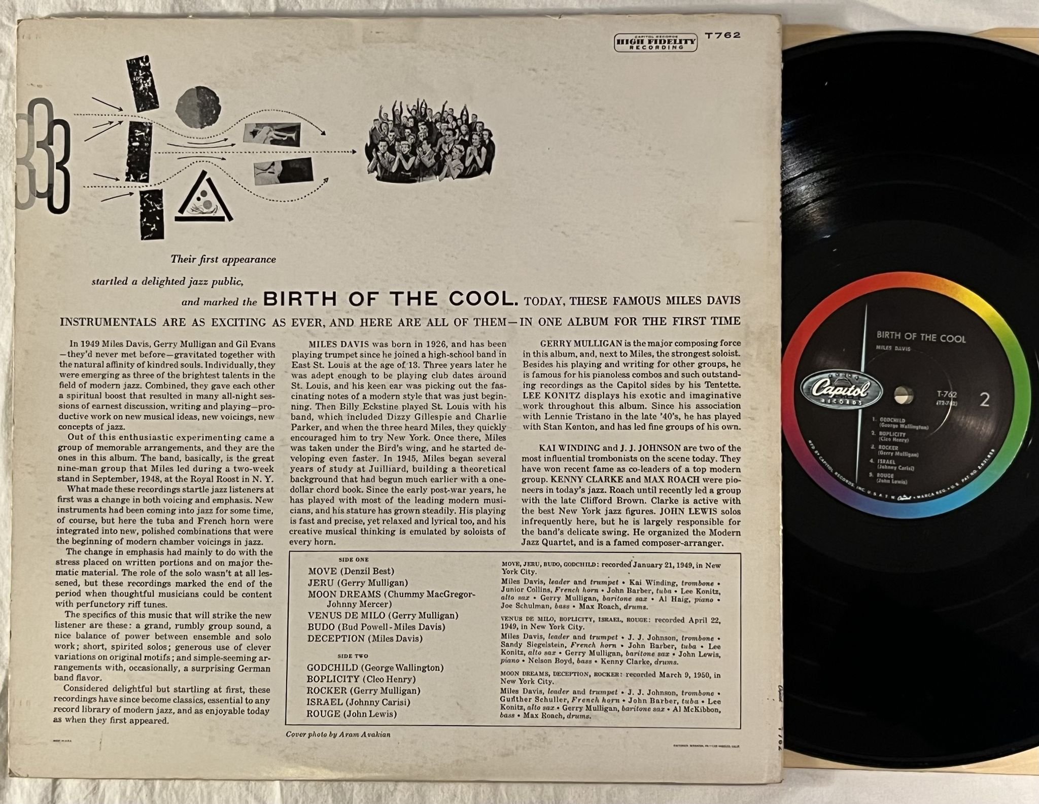 Omslagsbild för skivan MILES DAVIS birth of the cool LP -6? US CAPITOL T-762