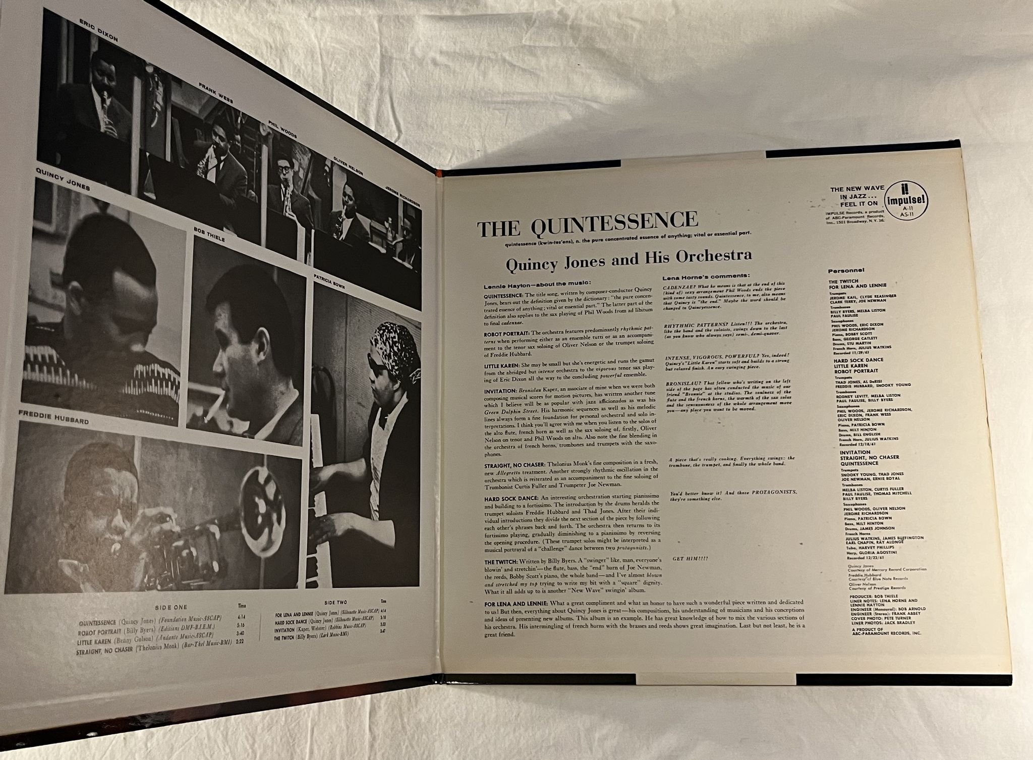 Omslagsbild för skivan QUINCY JONES the quintessence LP -62 US IMPULSE A-11 ** AM-PAR **