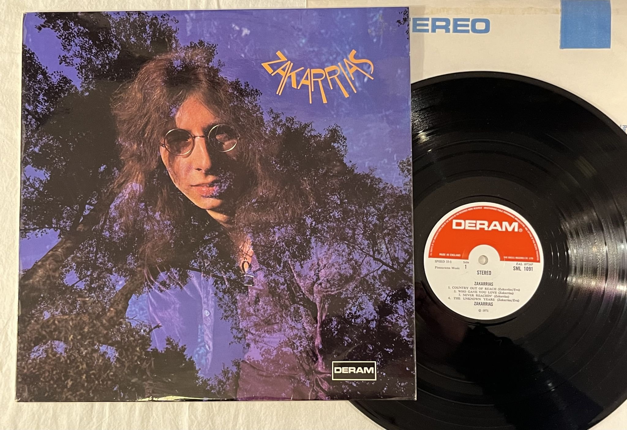 Omslagsbild för skivan ZAKARRIAS s/t LP -71 UK DERAM SML 1091 ** Amazing rarity on the DERAM label **