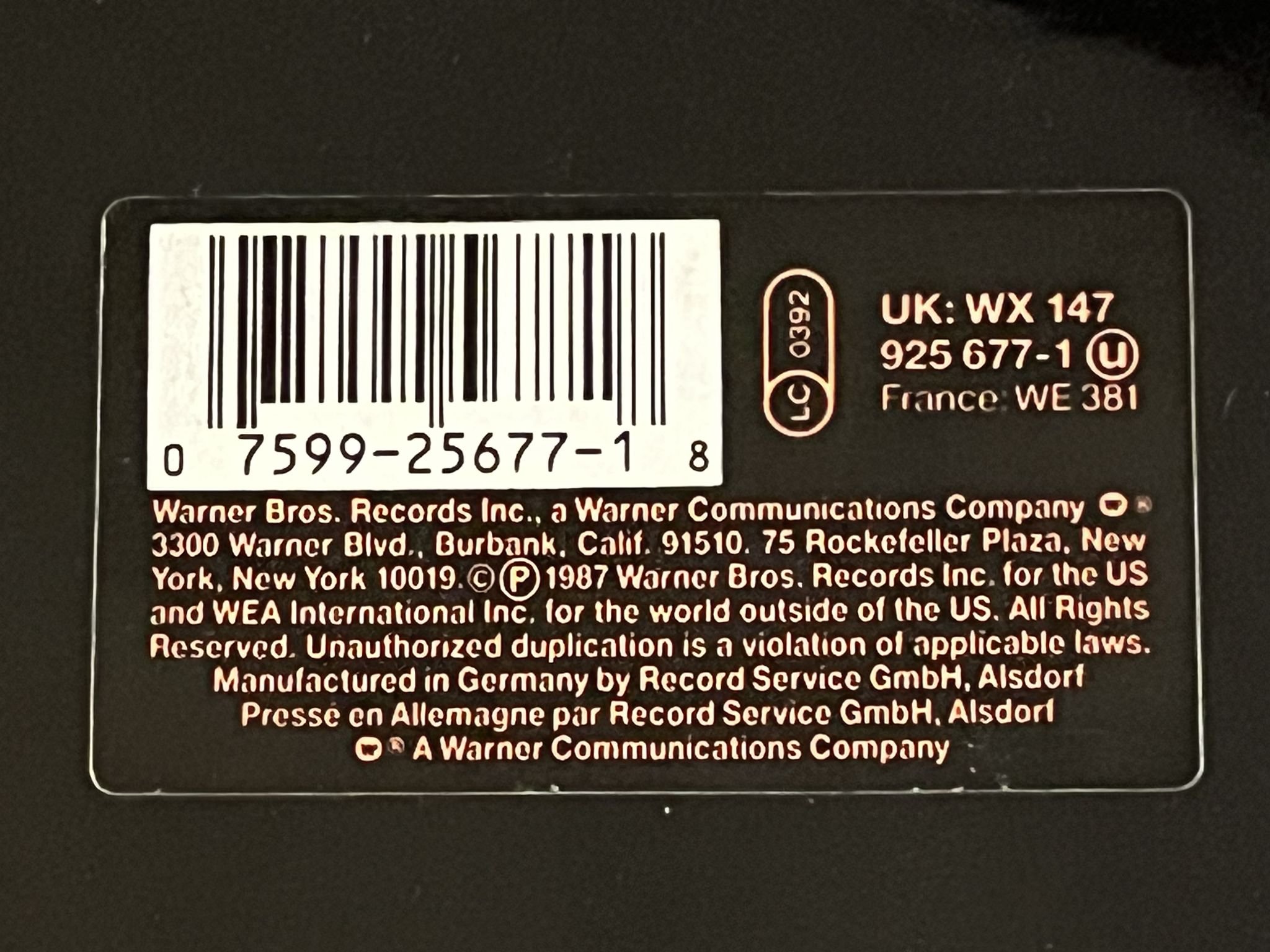 Omslagsbild för skivan PRINCE The Black Album LP -87 *** Mega rare original of this super rare album **