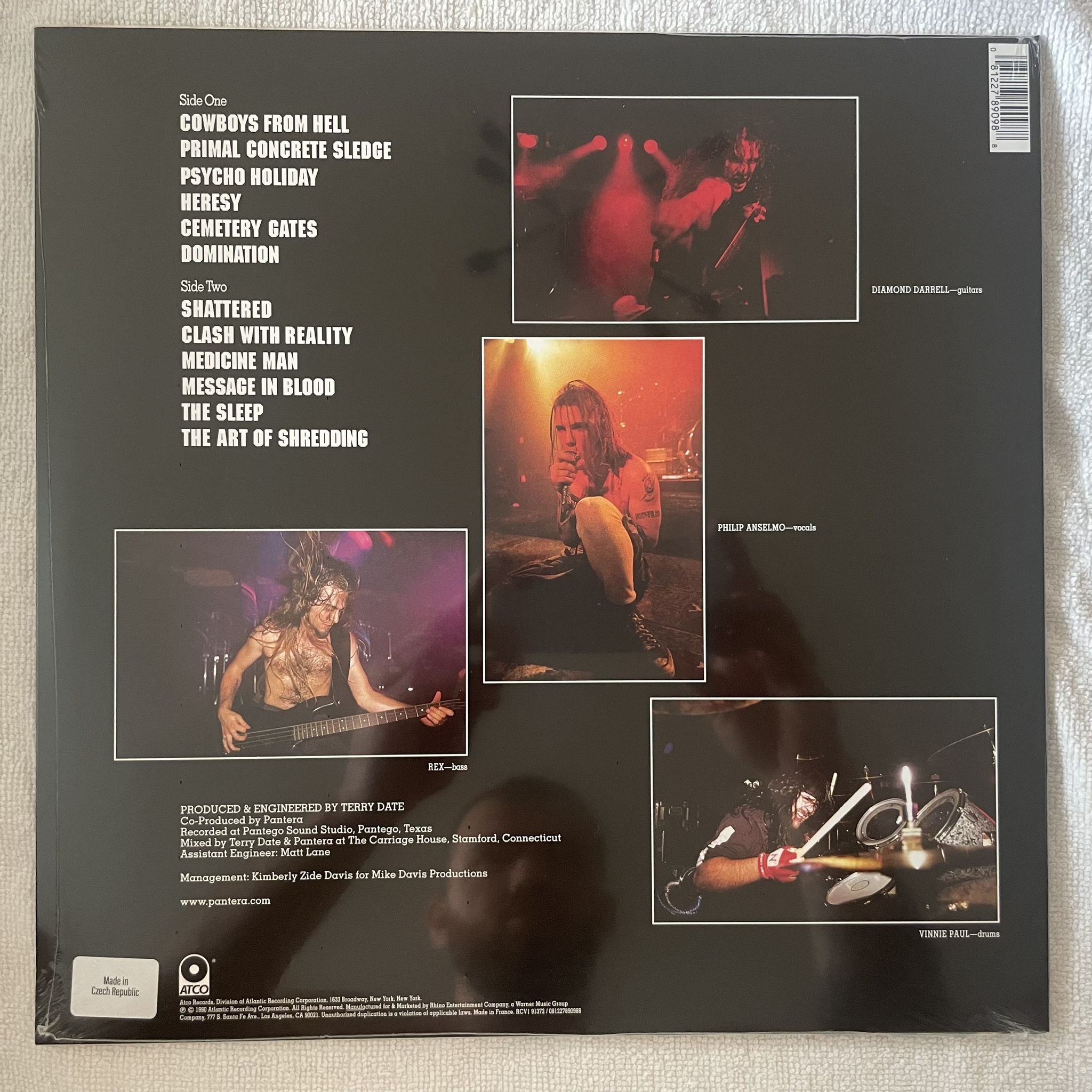 Omslagsbild för skivan PANTERA cowboys from hell LP -2021 ATCO Records – RCV1 91372