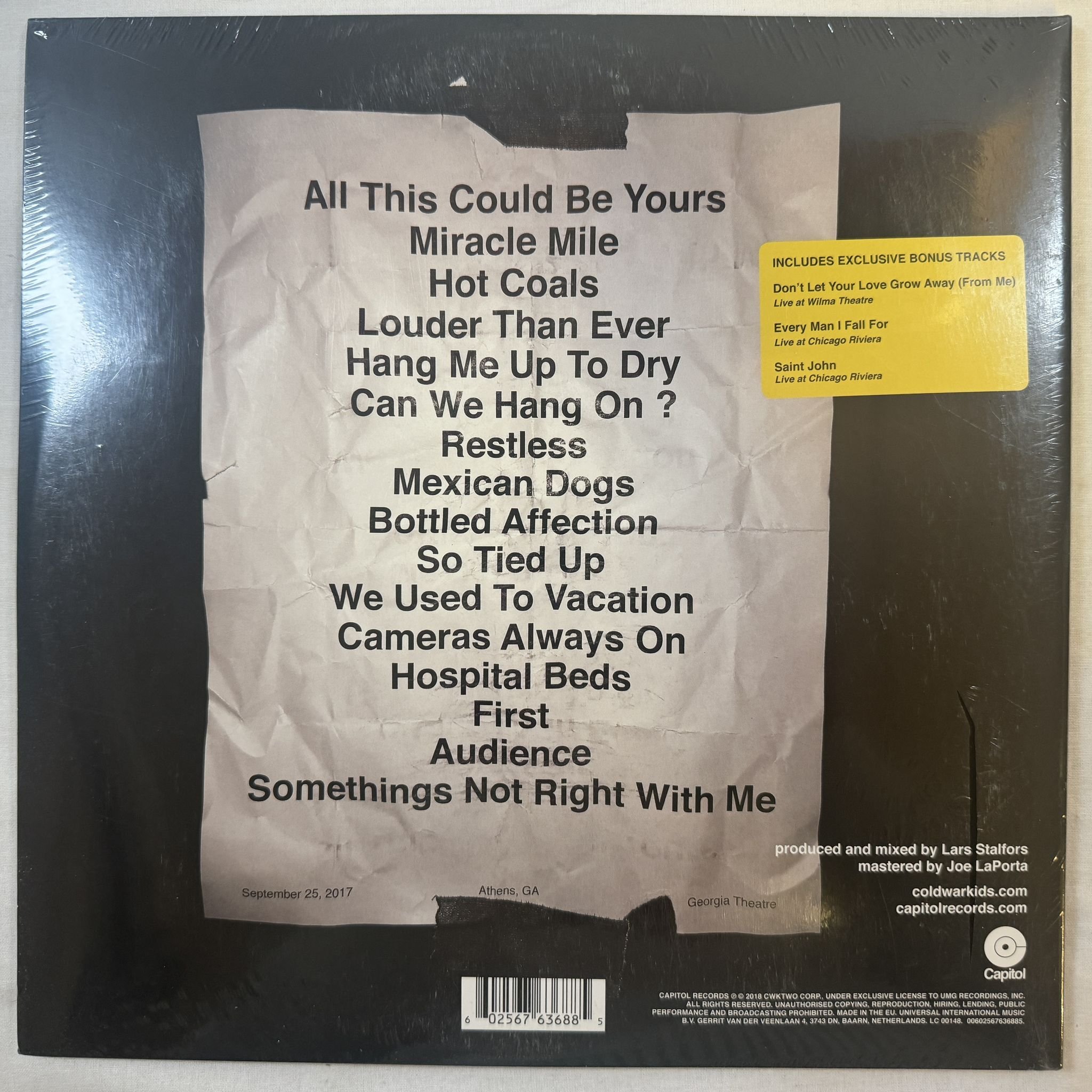 Omslagsbild för skivan COLD WAR KIDS audience 2XLP -2018 Capitol Records – 00602567636885