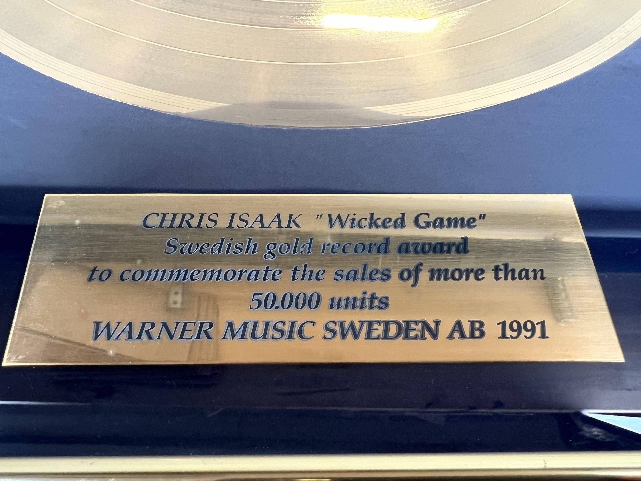 Omslagsbild för skivan CHRIS ISAAK wicked game * Inramad Guldskiva * LP 91 REPRISE 7599265131 * Rare *