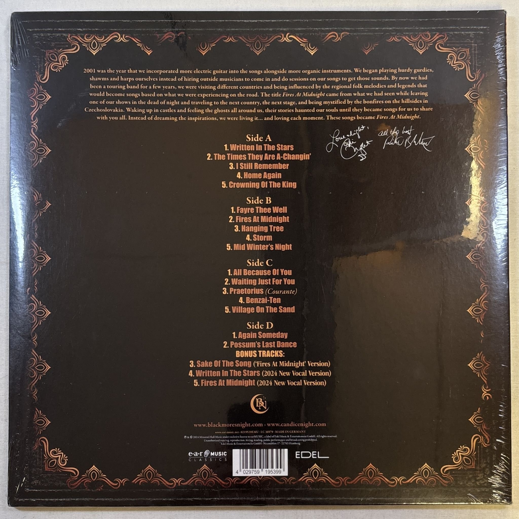 Omslagsbild för skivan BLACKMORE´S NIGHT Fires At Midnight 2xLP Edel 0219539EMU