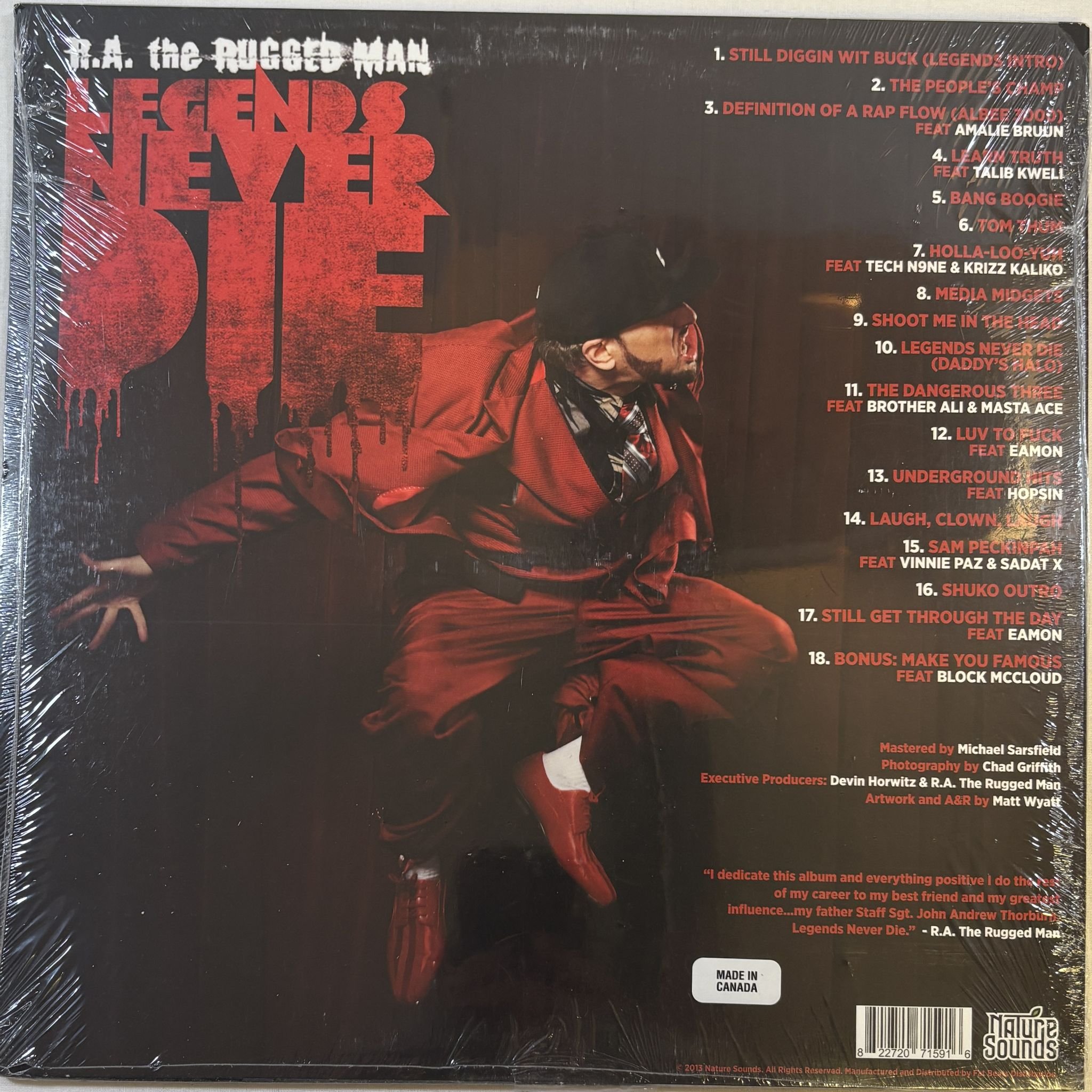Omslagsbild för skivan R.A. THE RUGGED MAN Legends Never Die 2xLP Nature Sounds NSD-159