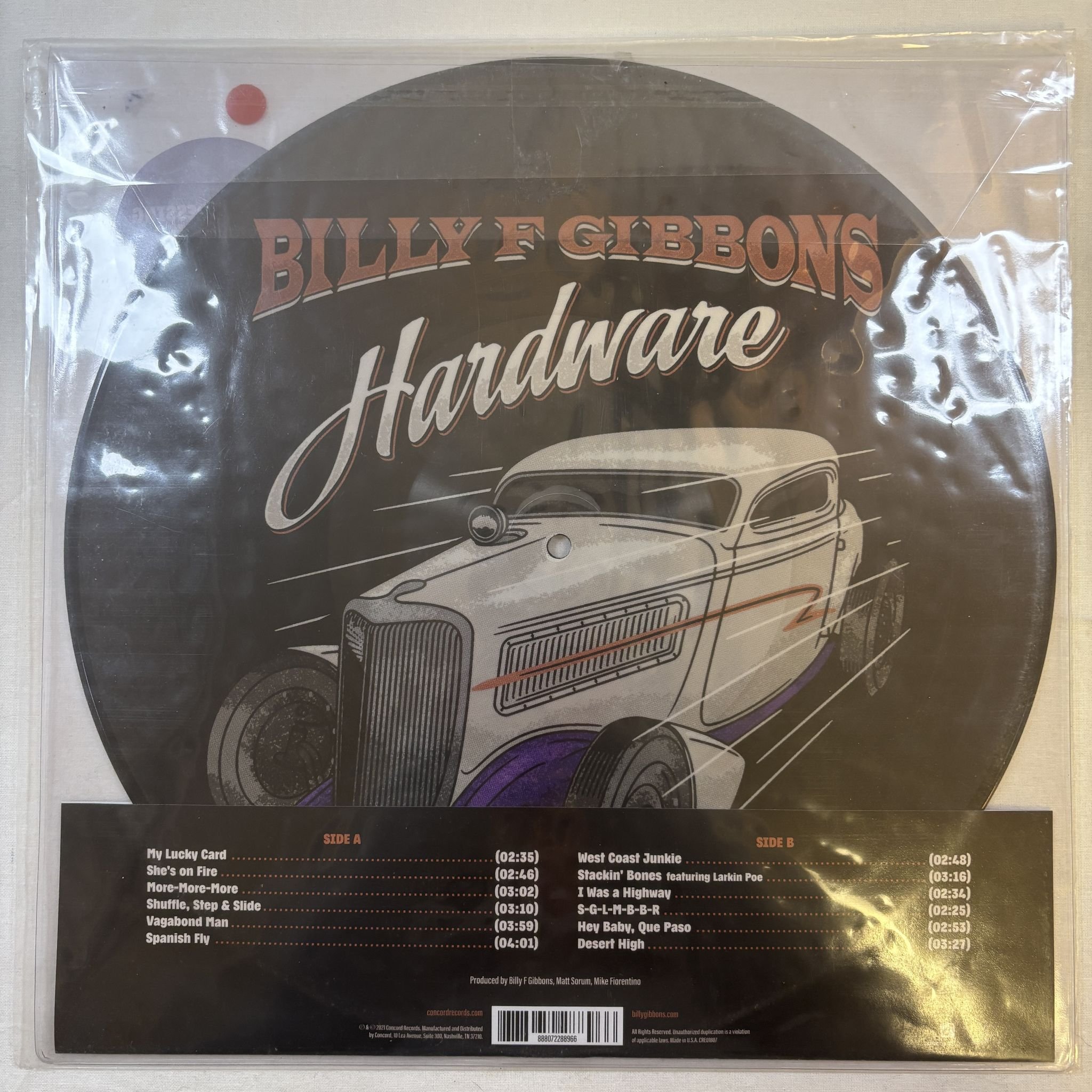 Omslagsbild för skivan BILLY F GIBBONS Hardware LP Concord Records CRE01807
