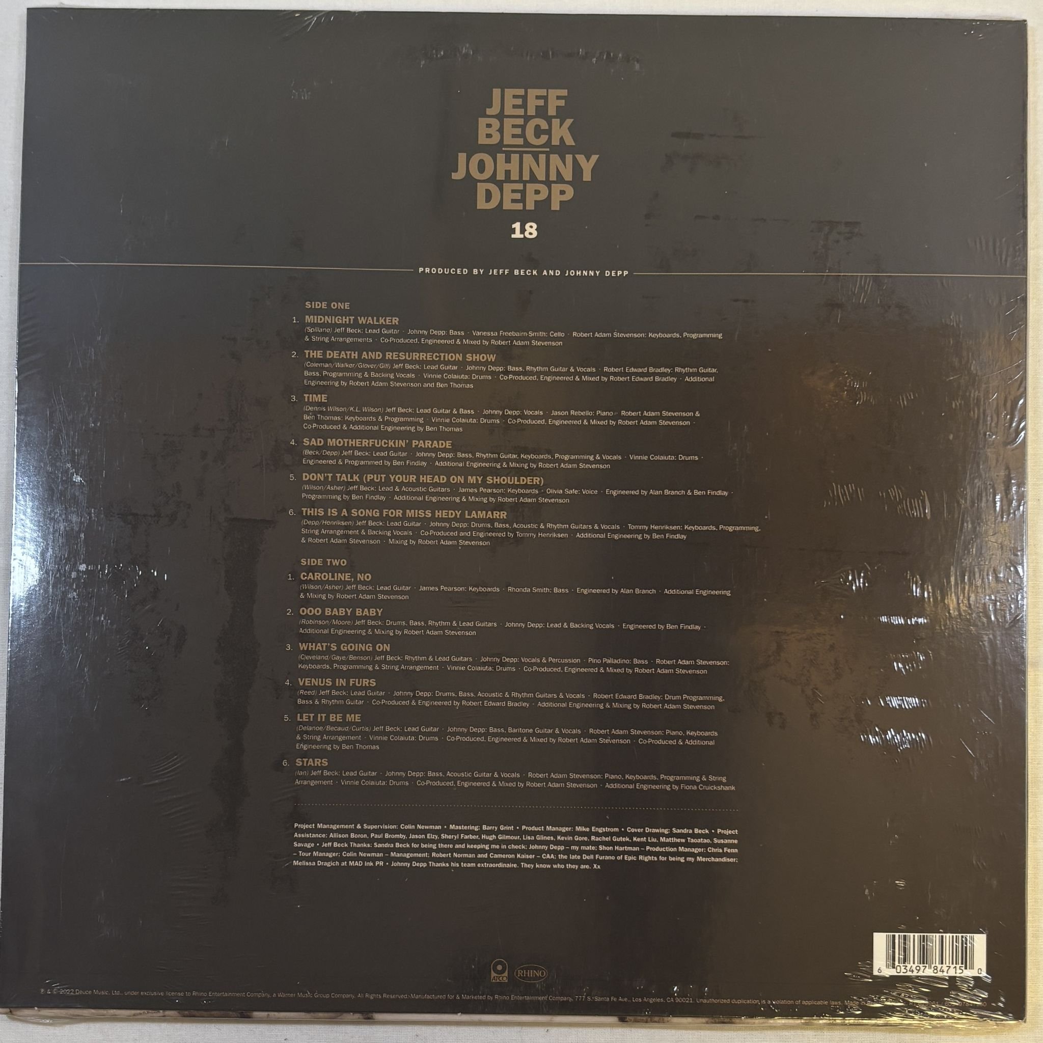 Omslagsbild för skivan JEFF BECK, JOHNNY DEPP 18 LP Rhino Records RCV1 629961