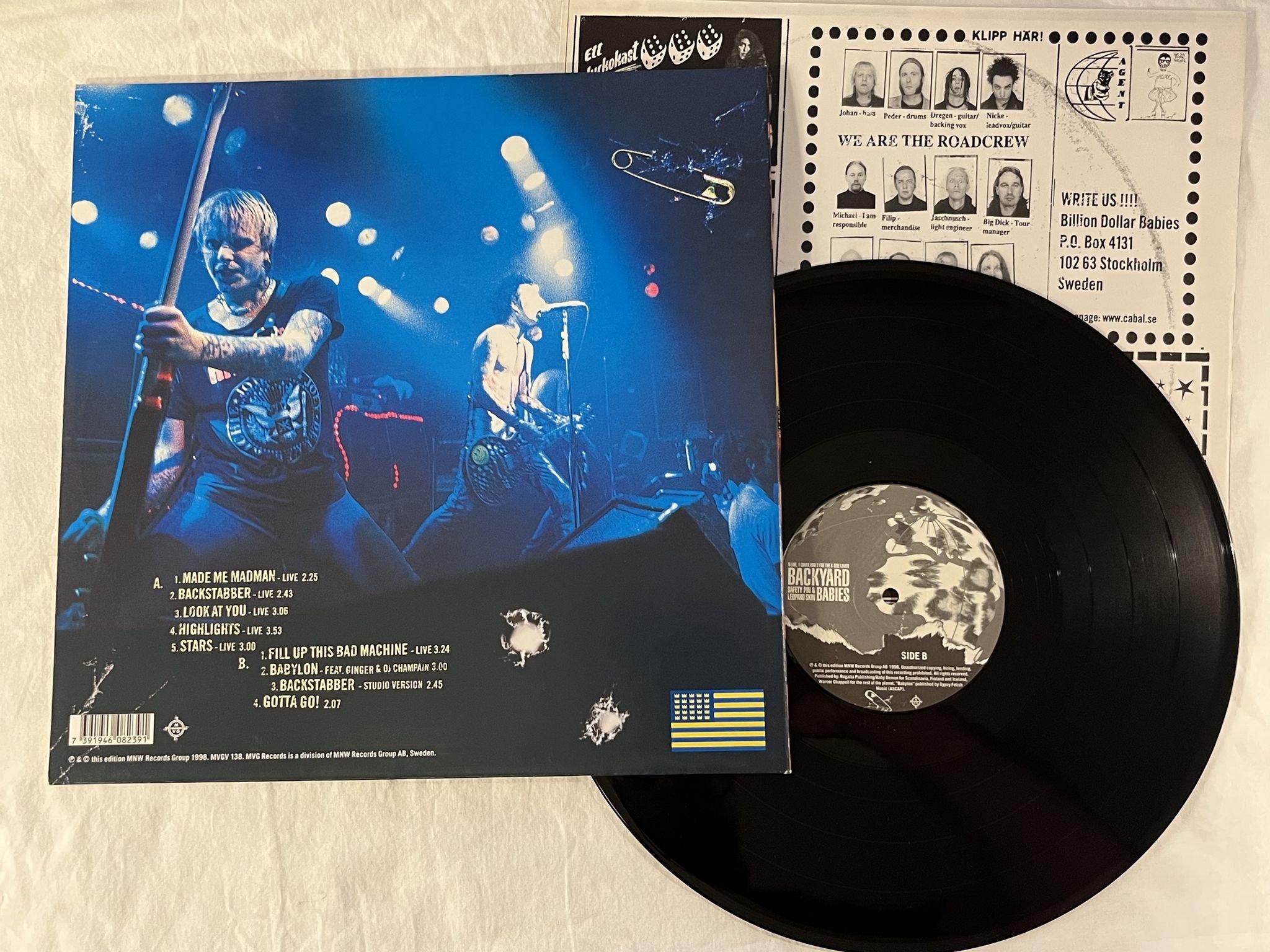 Omslagsbild för skivan BACKYARD BABIES Safety Pin & Leopard Skin LP -98 MVGV 138