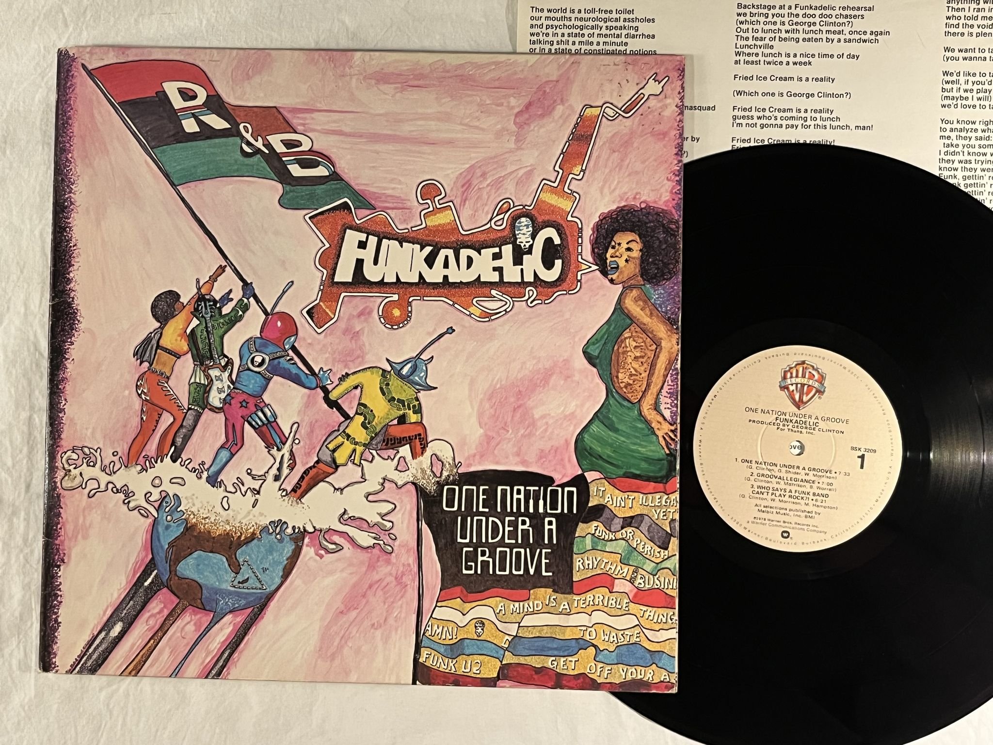 Omslagsbild för skivan FUNKADELIC one nation under a groove LP + 45 US -78 WARNER BSK 3209 * CLASSIC *