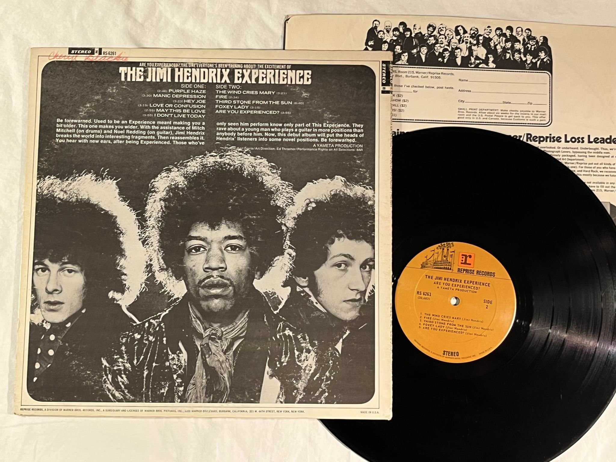 Omslagsbild för skivan JIMI HENDRIX EXPERIENCE are you experienced LP US REPRISE RS 6261