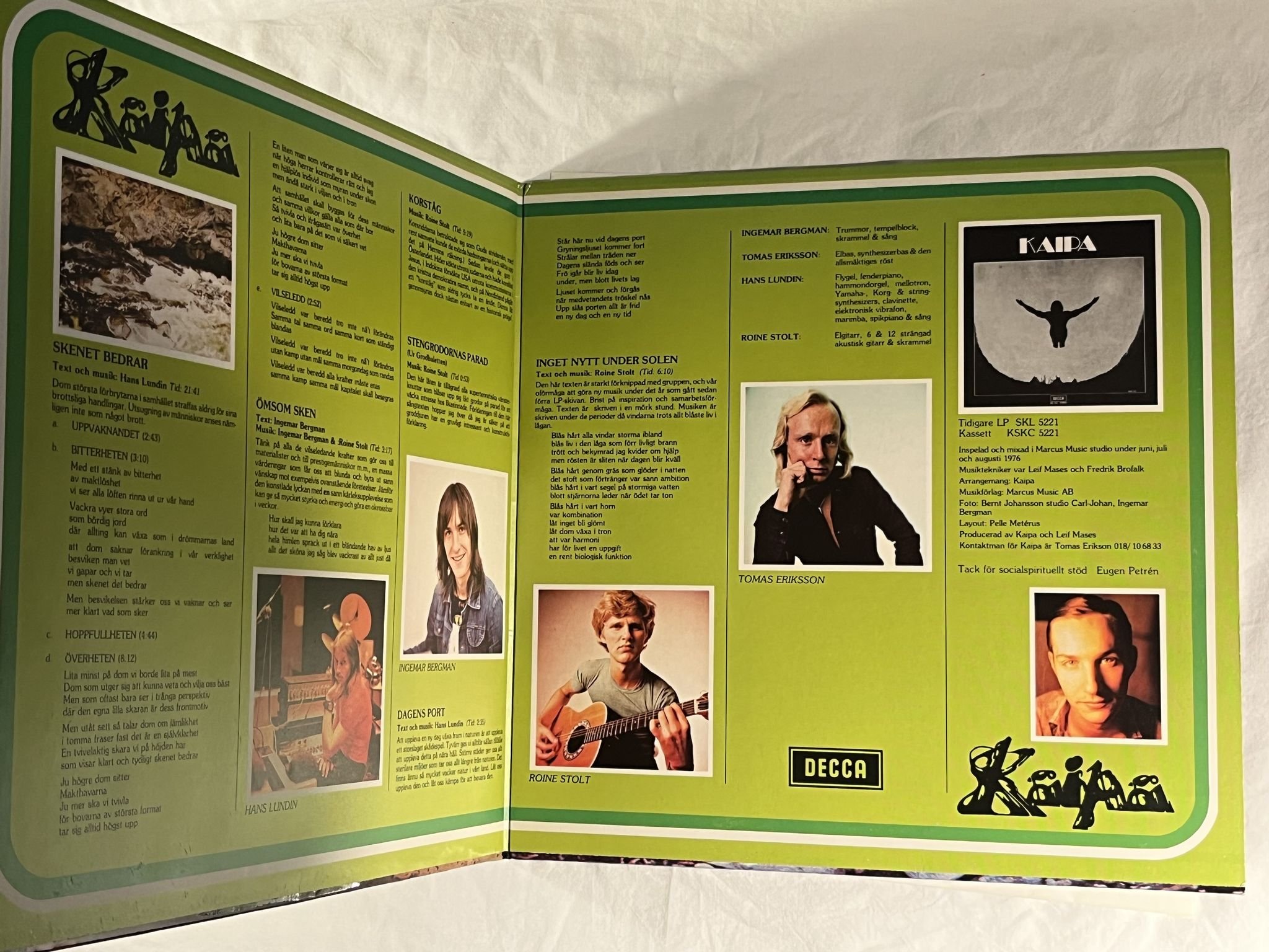 Omslagsbild för skivan KAIPA inget nytt under solen LP -76 Swe DECCA SKL 5260
