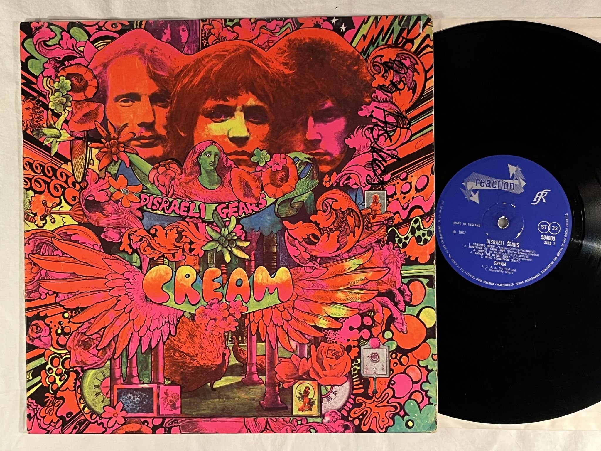 Omslagsbild för skivan CREAM disraeli gears LP -66 UK REACTION 594003