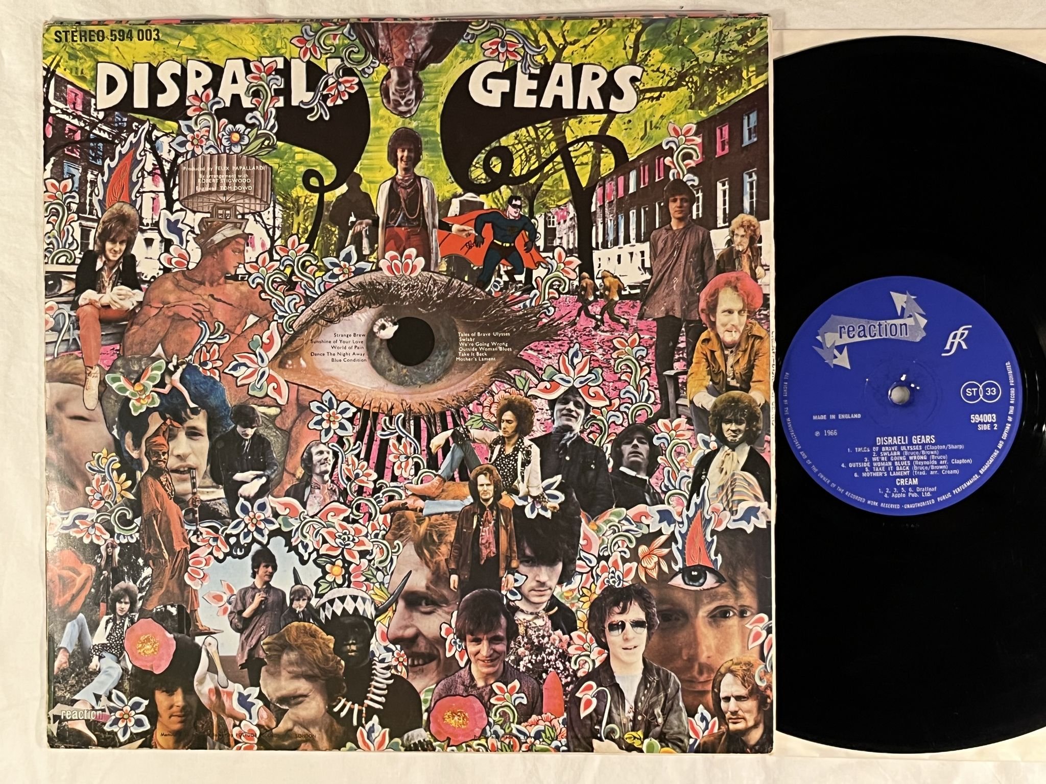 Omslagsbild för skivan CREAM disraeli gears LP -66 UK REACTION 594003