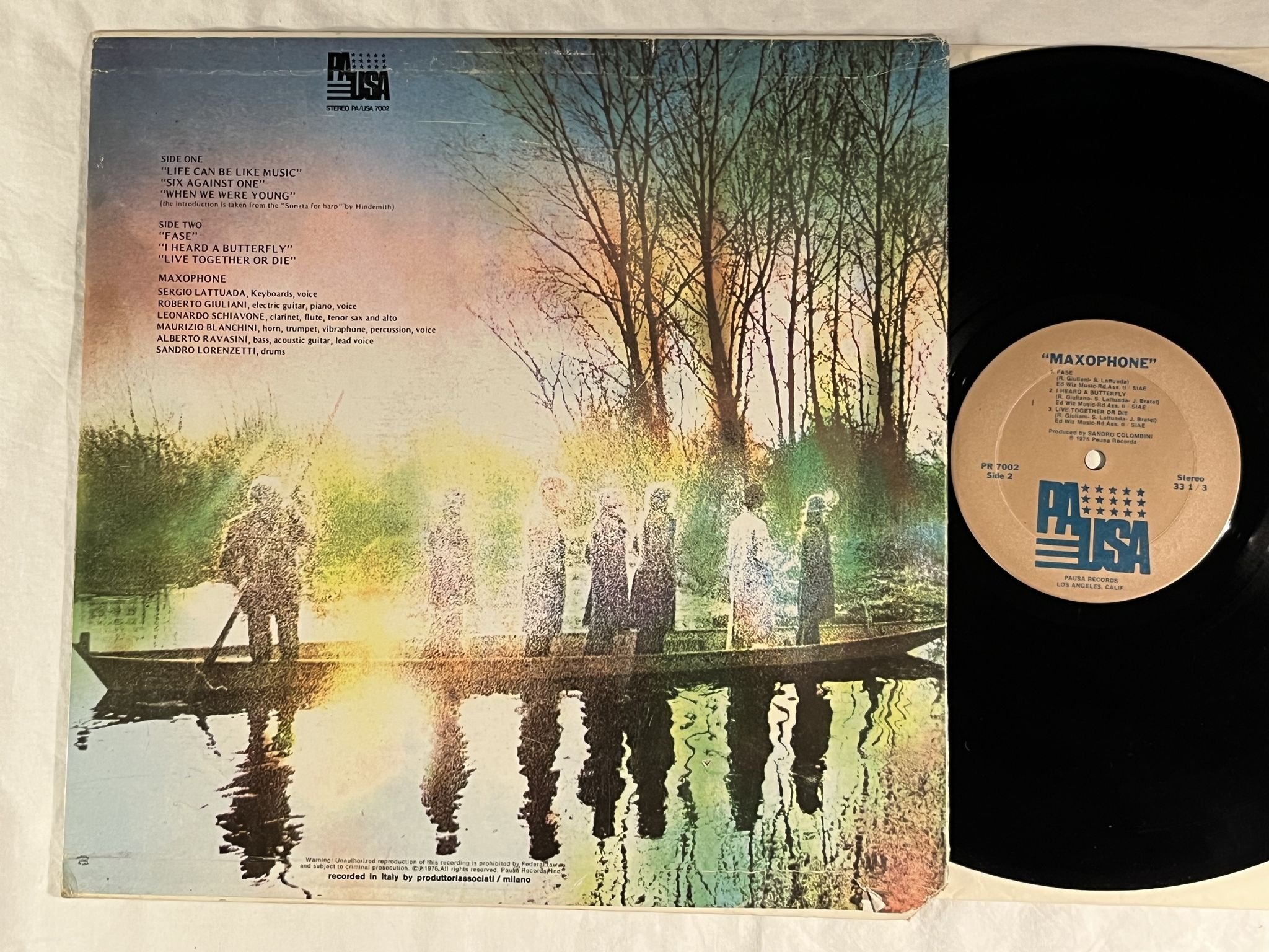 Omslagsbild för skivan MAXOPHONE s/t LP -75 US PA USA PR 7002 ** Italian prog rock **