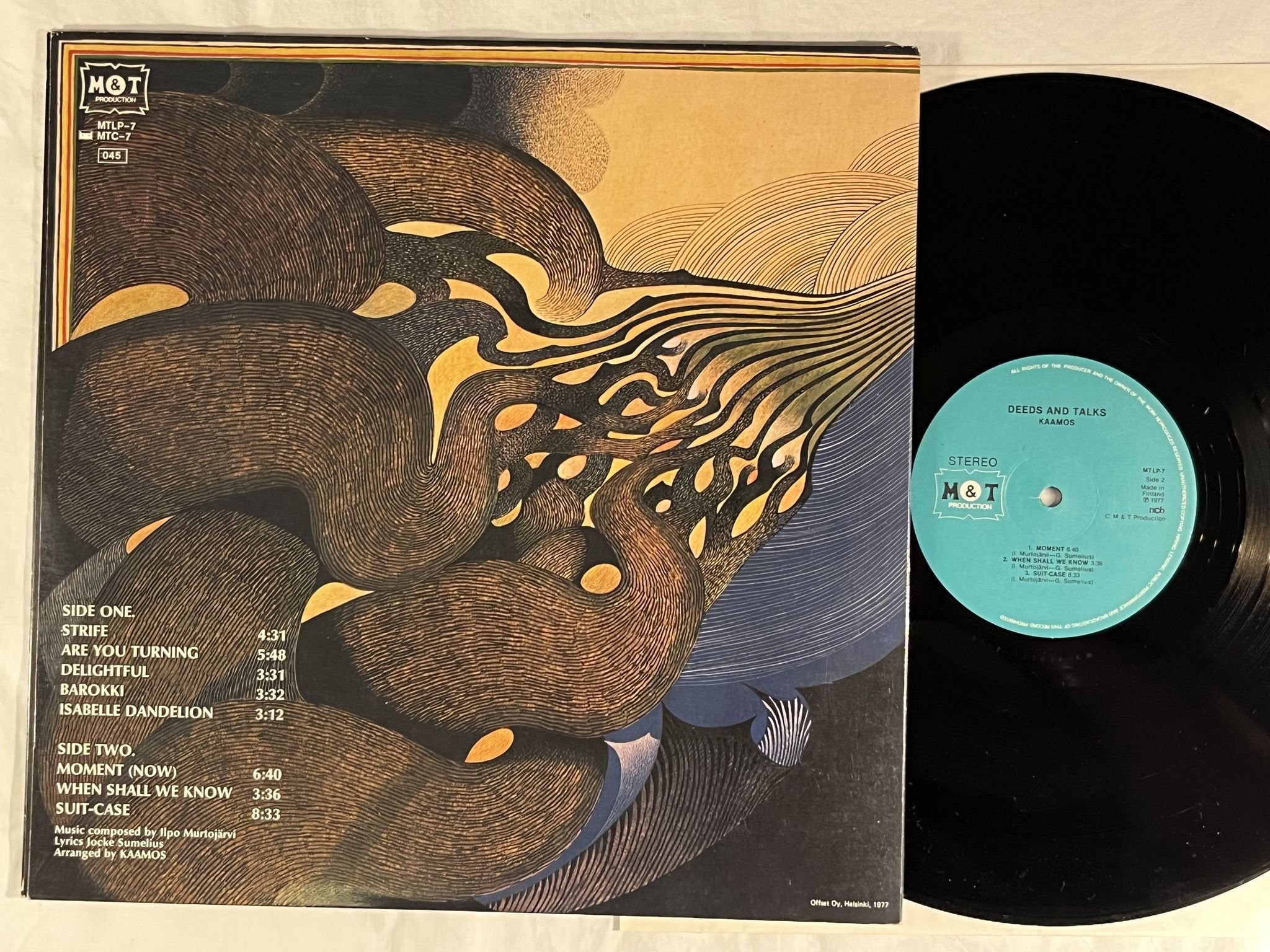 Omslagsbild för skivan KAAMOS deeds & talks LP -77 Finland M&T MRLP 7 *** FOLK/ PROG ***