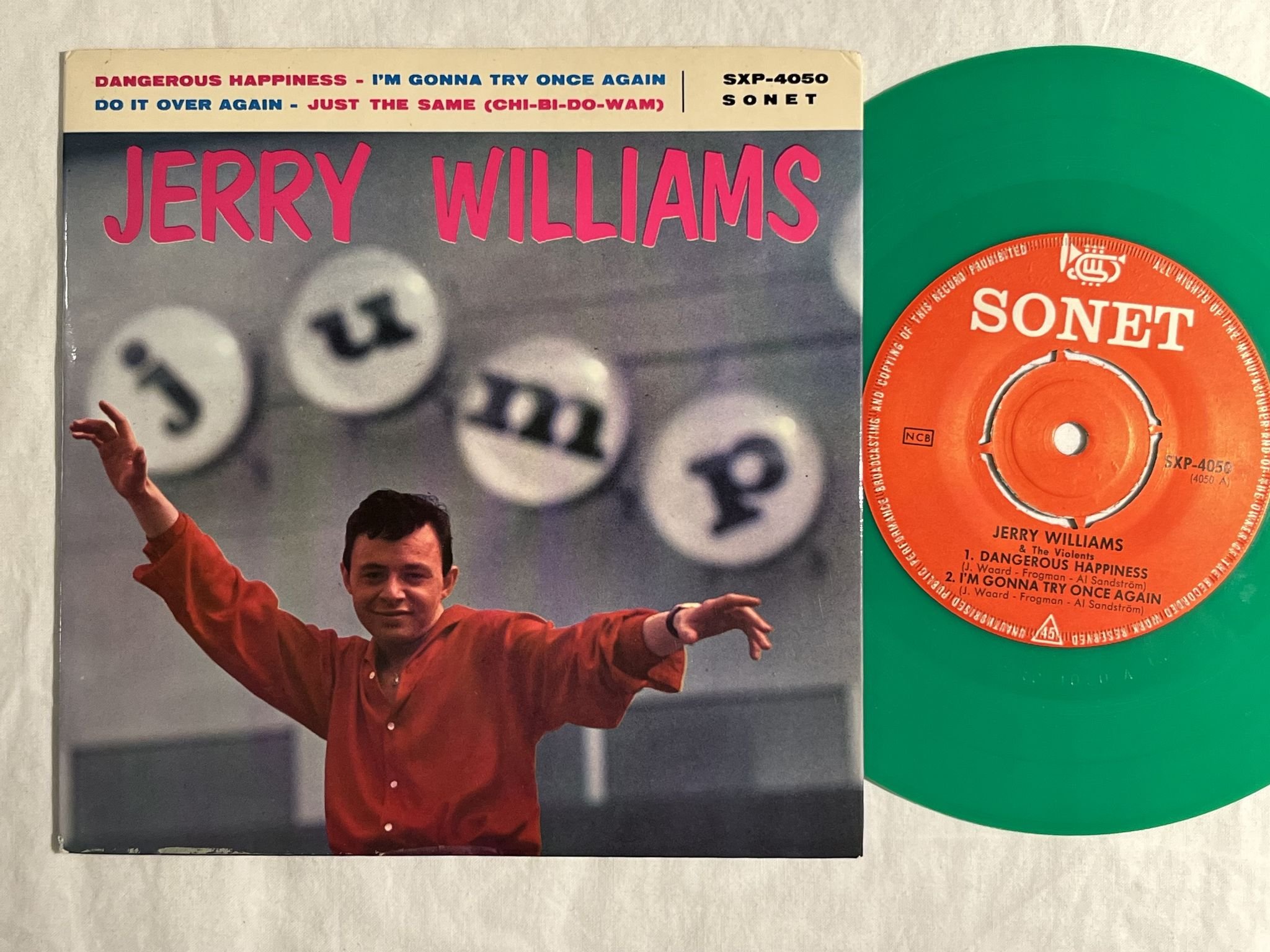 Omslagsbild för skivan JERRY WILLIAMS Dangerous Happiness 7"ep -63 SONET SXP 4050