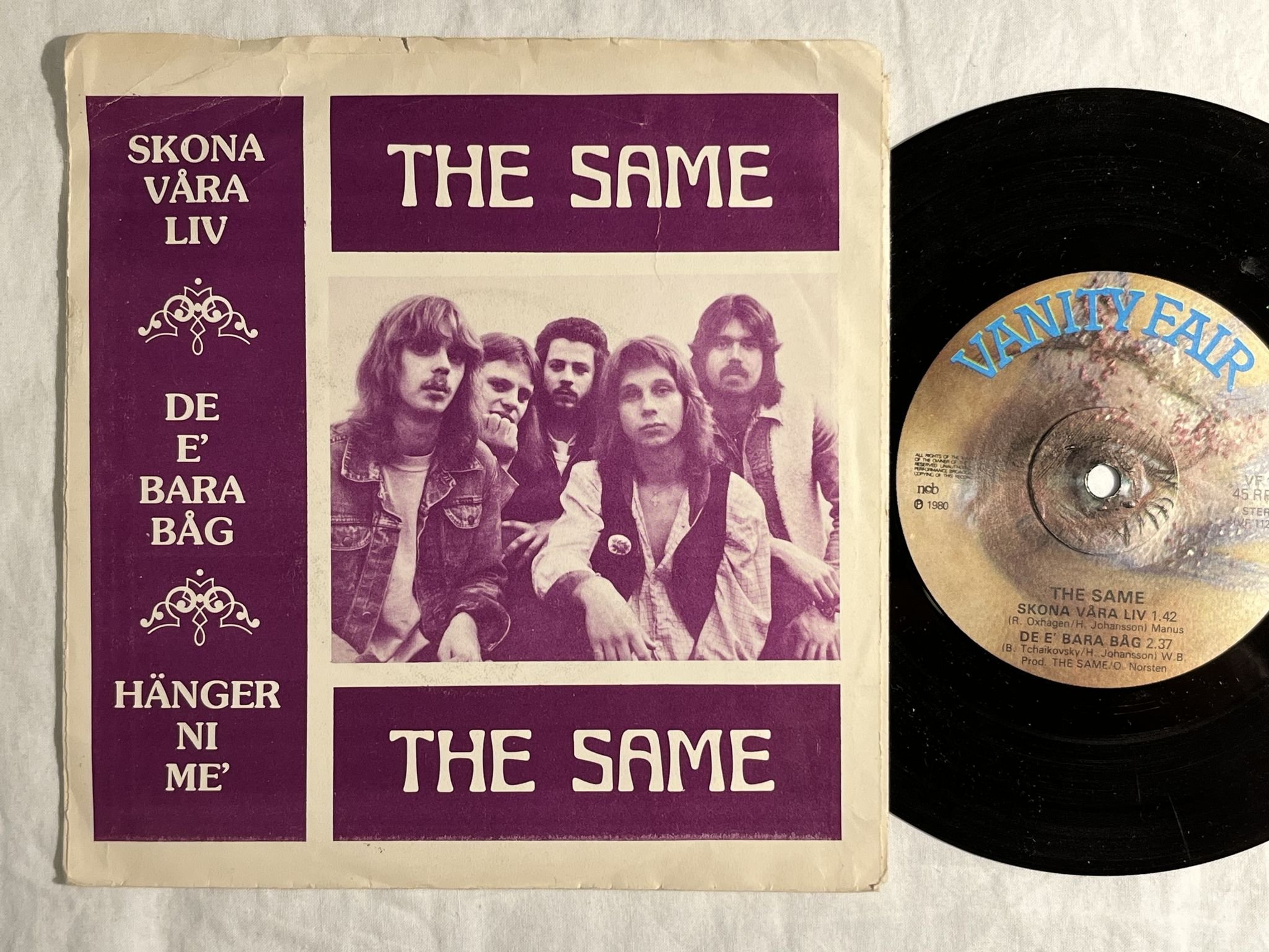 Omslagsbild för skivan THE SAME skona våra liv 7" -80 VANITY FAIR VF 112
