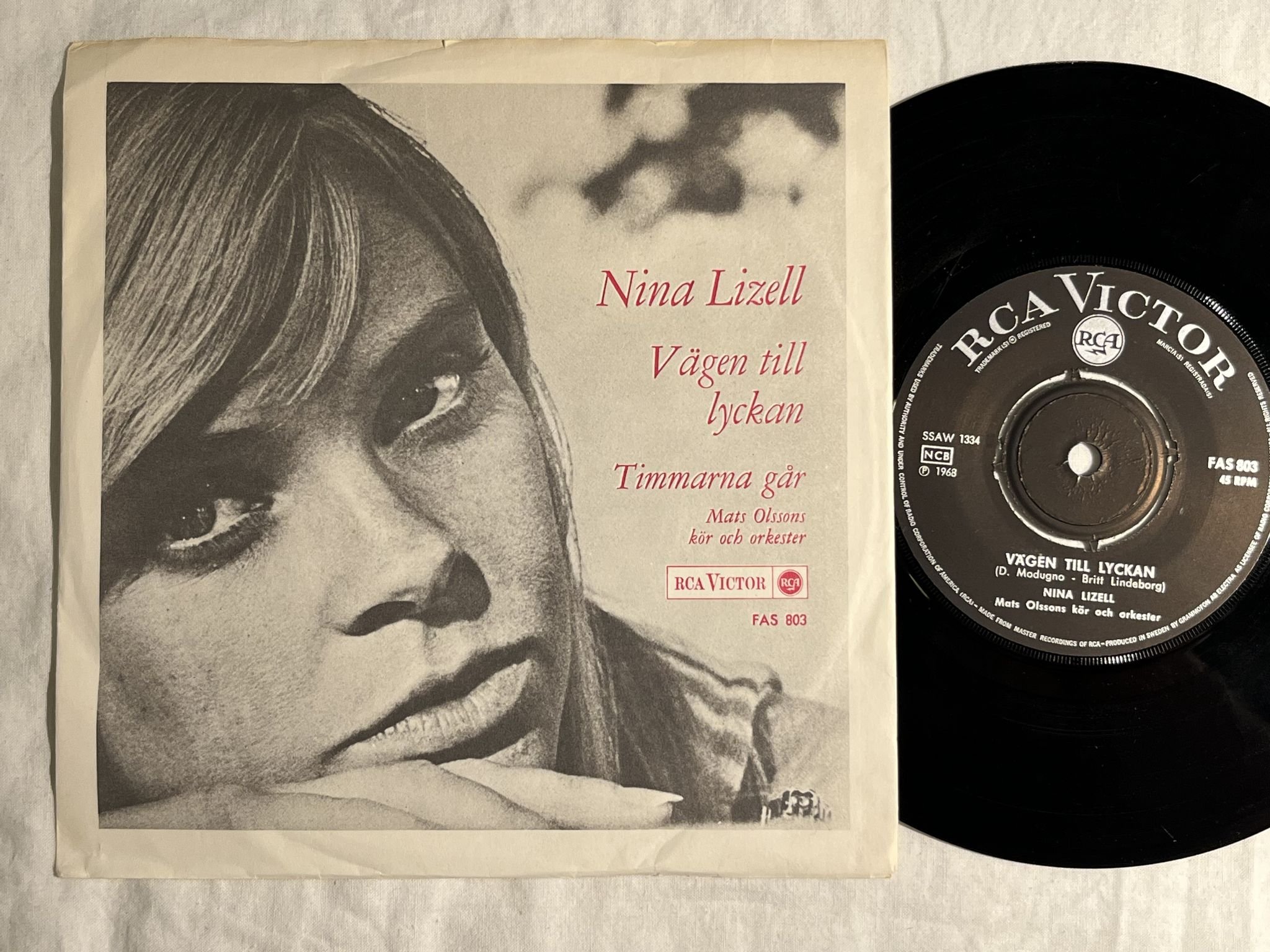 Omslagsbild för skivan NINA LIZELL vägen till lyckan 7" -68 Swe RCA VICTOR FAS 803