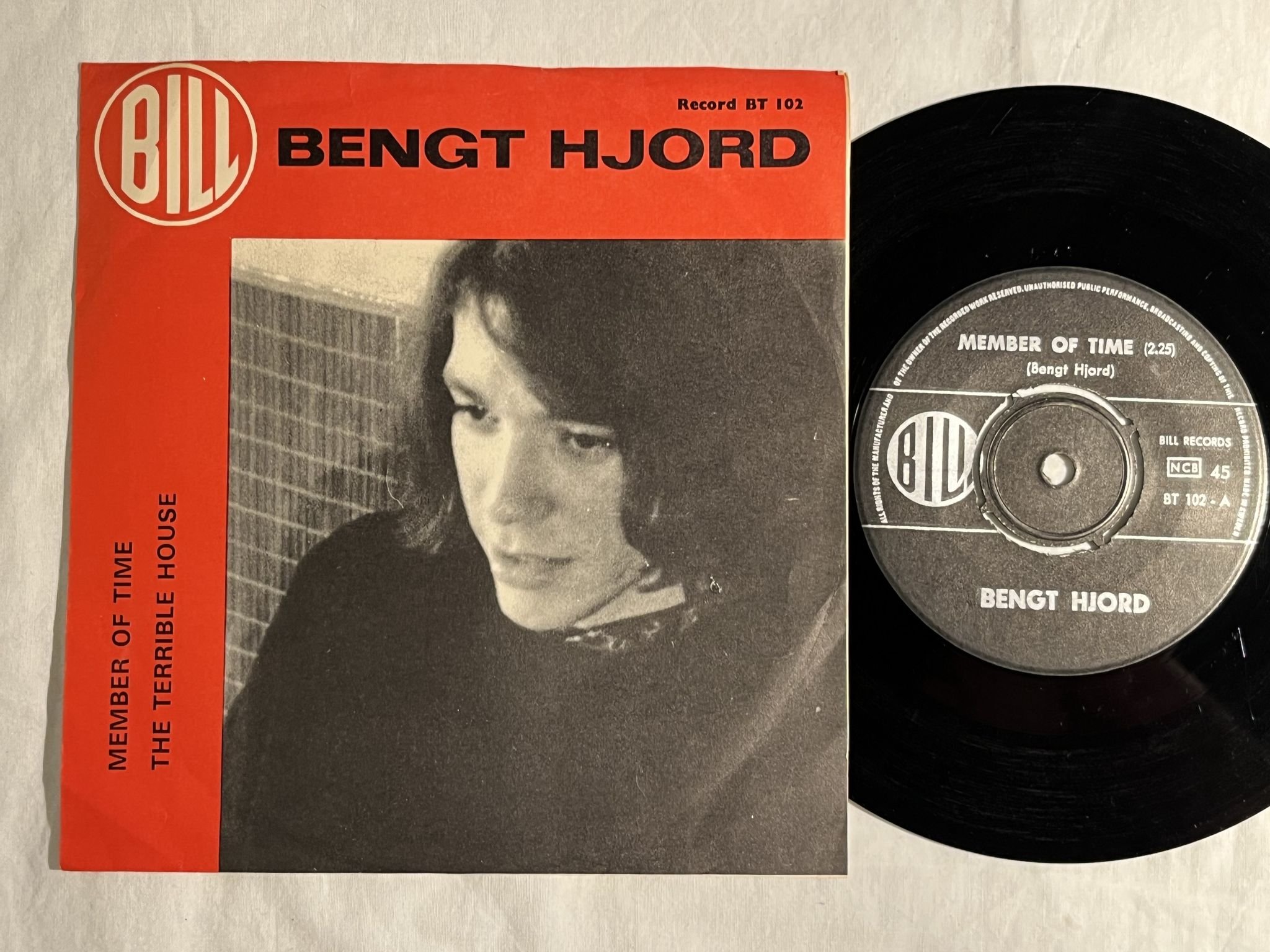 Omslagsbild för skivan BENGT HJORD member of time 7" -66 Swe BILL BT 102