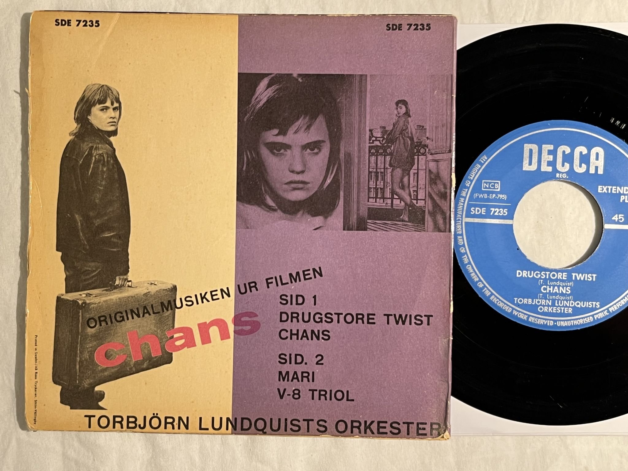 Omslagsbild för skivan TORBJÖRN LUNDQUISTS ORKESTER Chans 7"ep -62 Swe DECCA SDE 7235 ** RARE **