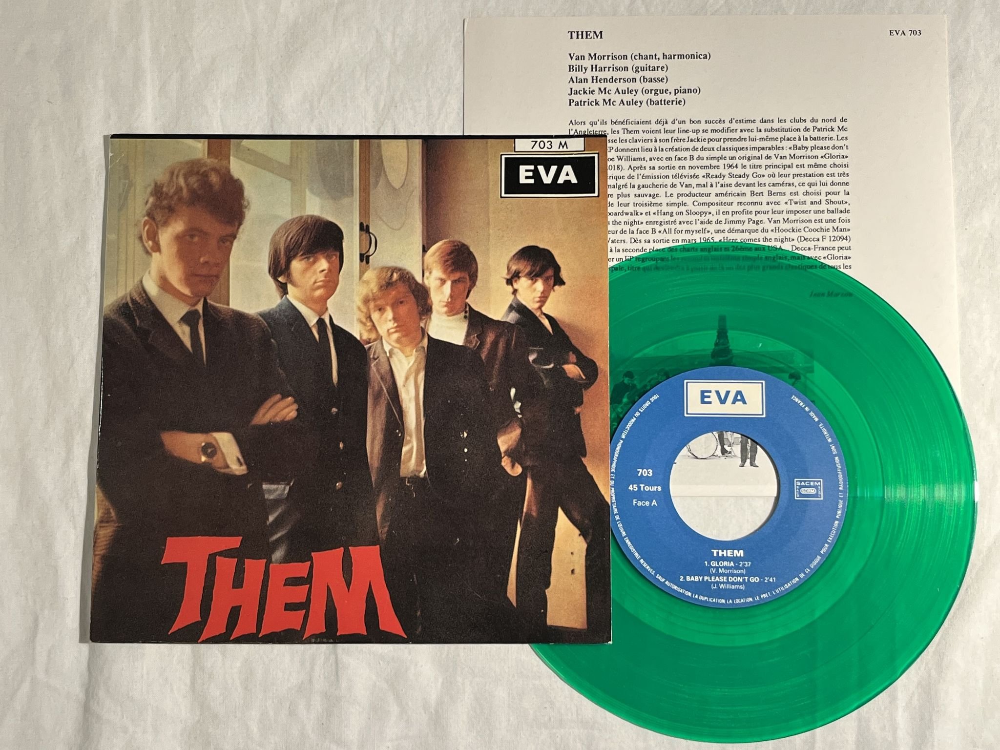 Omslagsbild för skivan THEM Gloria 7"ep Fra EVA 703 M ** GREEN VINYL **