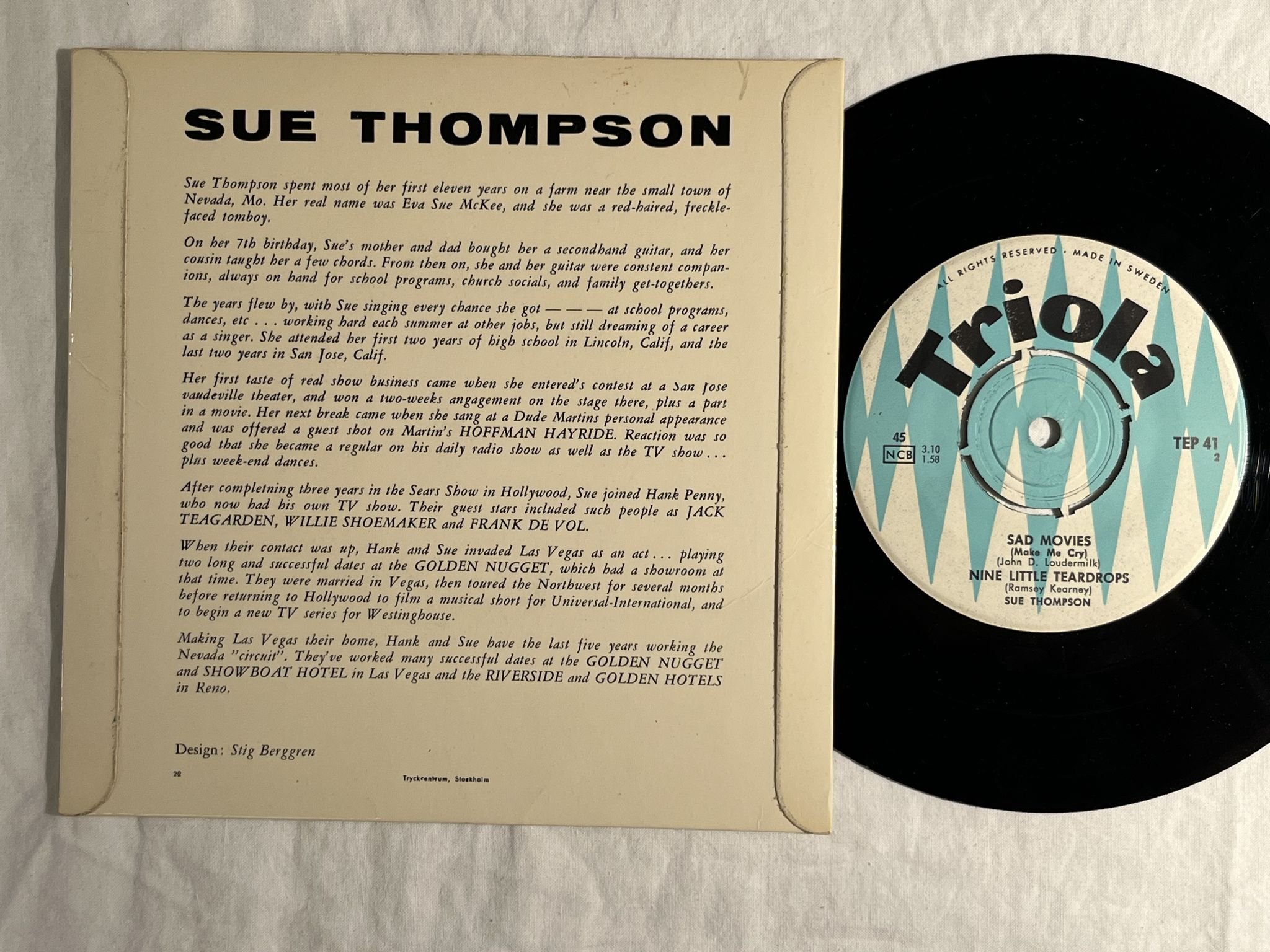 Omslagsbild för skivan SUE THOMPSON Norman 7"ep -62 Swe TRIOLA TEP 41