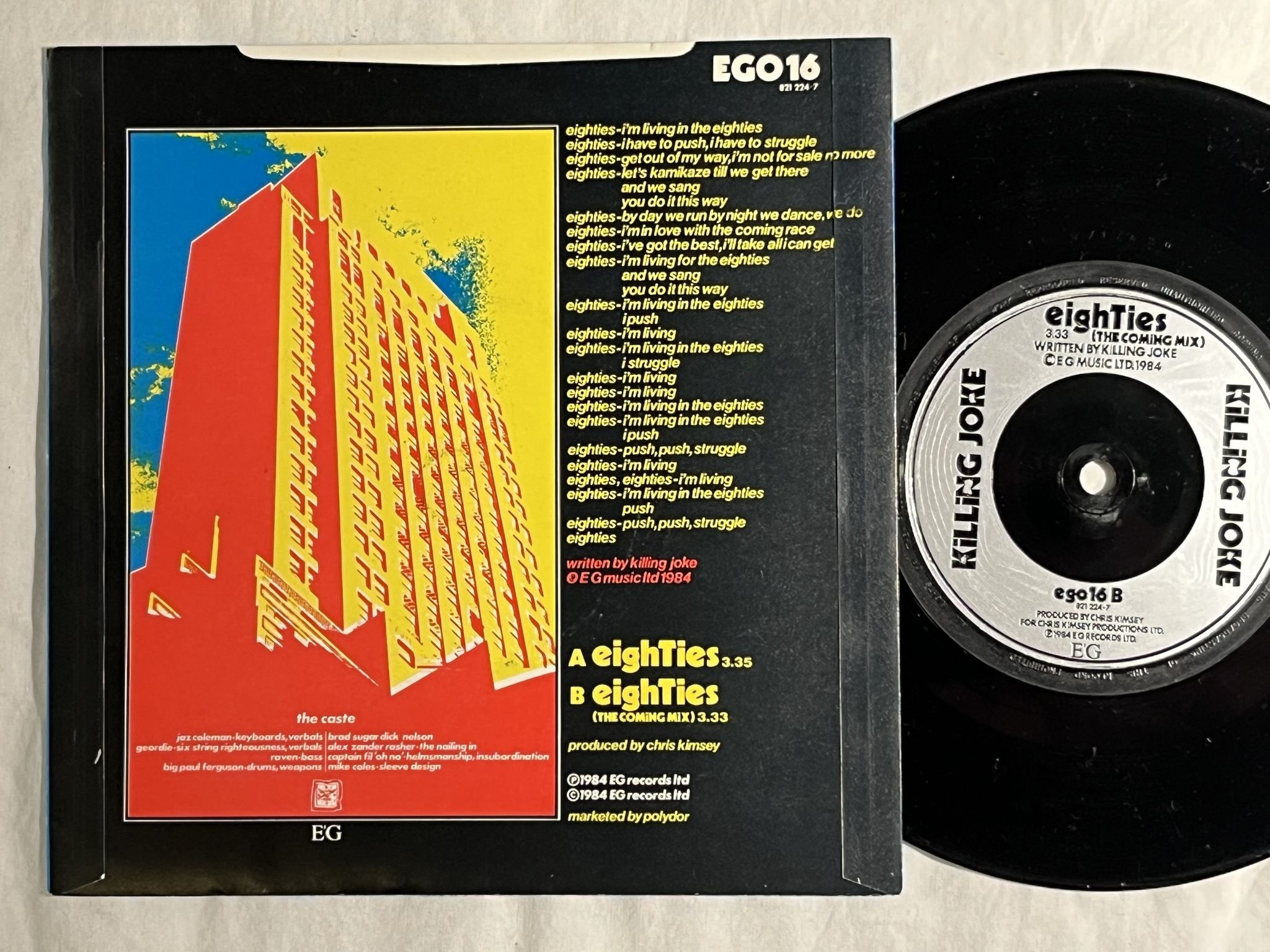 Omslagsbild för skivan KILLING JOKE Eighties 7"-84 UK EG 821224-7