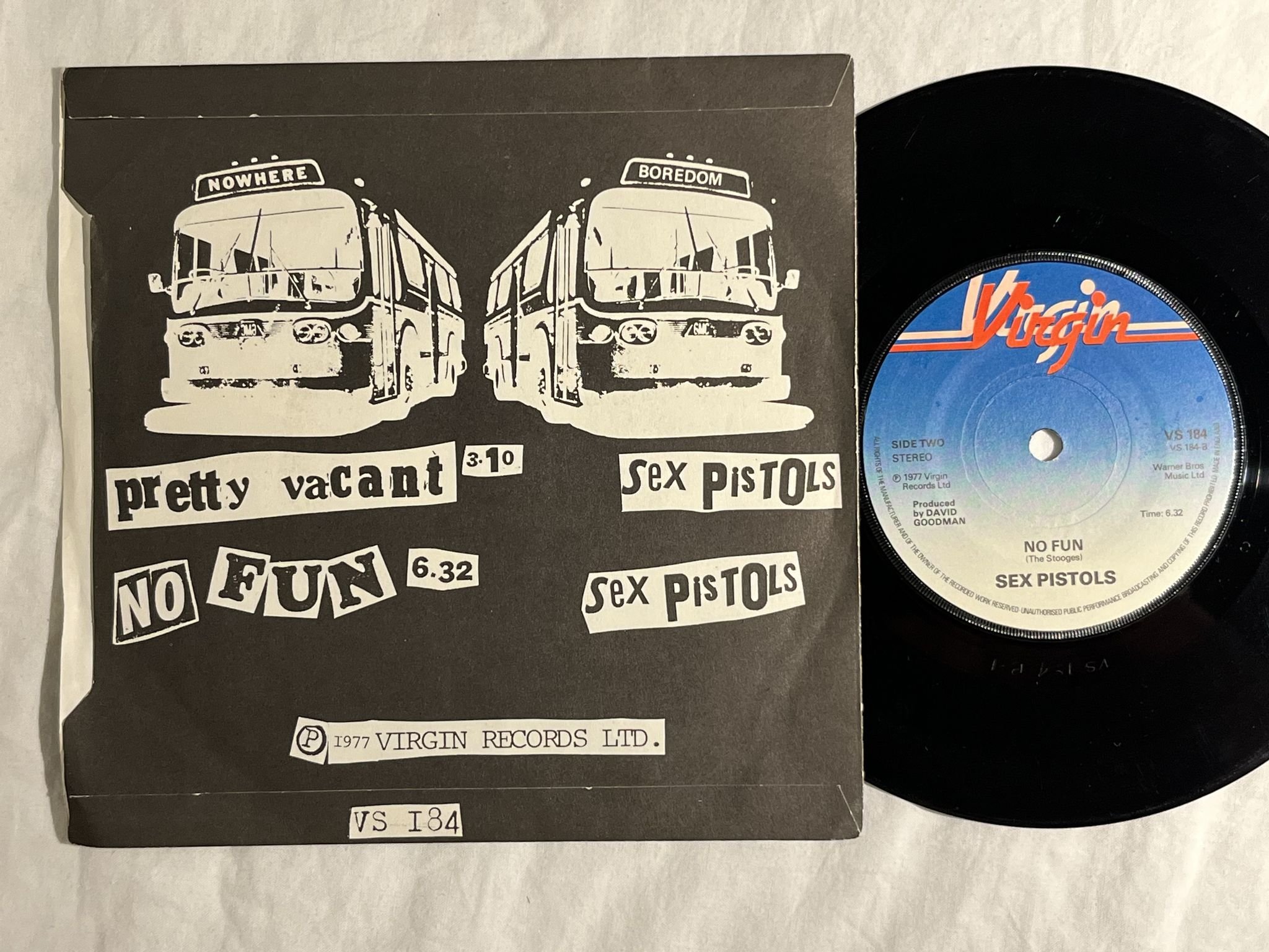 Omslagsbild för skivan SEX PISTOLS pretty vacant 7" 77 UK VIRGIN VS 184