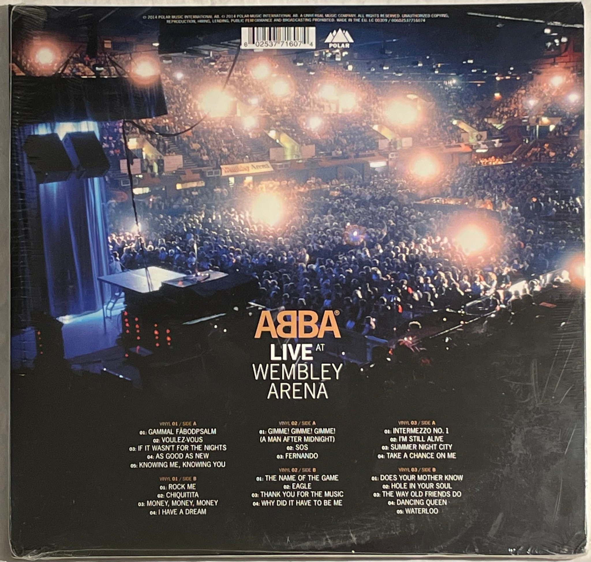 Omslagsbild för skivan ABBA Live At Wembley Arena 3xLP 2014 POLAR 00602537716074 ** STILL SEALED **